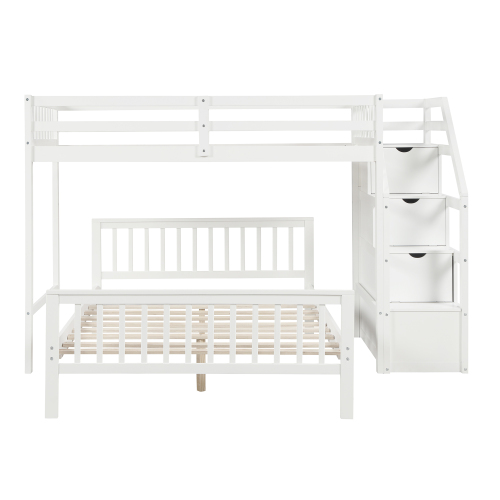 Twin over Full Loft Bed with Staircase,Gray(OLD SKU:SM000107AAE)、、casual