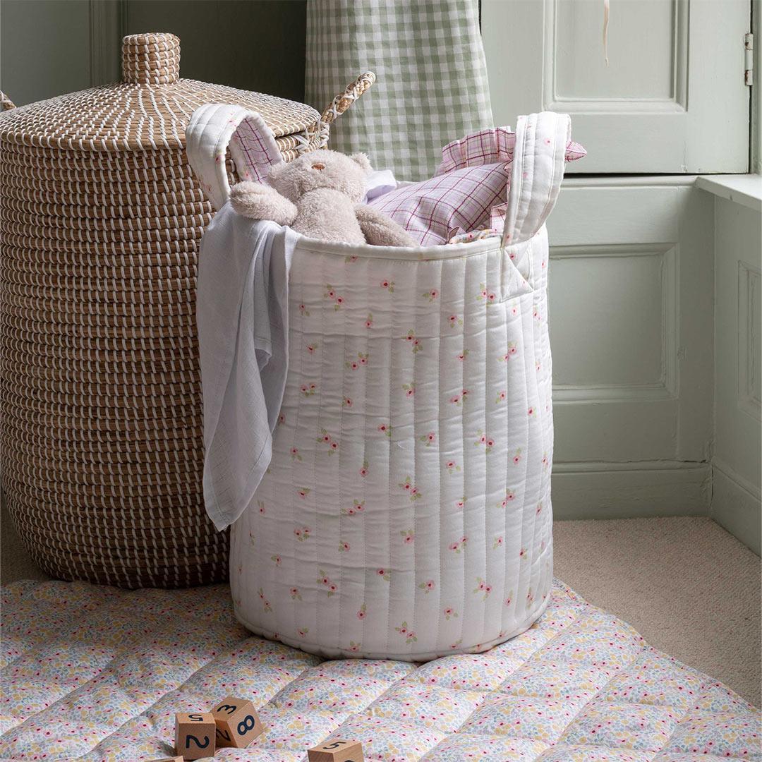  Avery Row Large Quilted Storage Basket - Anemone/Pink Check、mySite、merchandisen