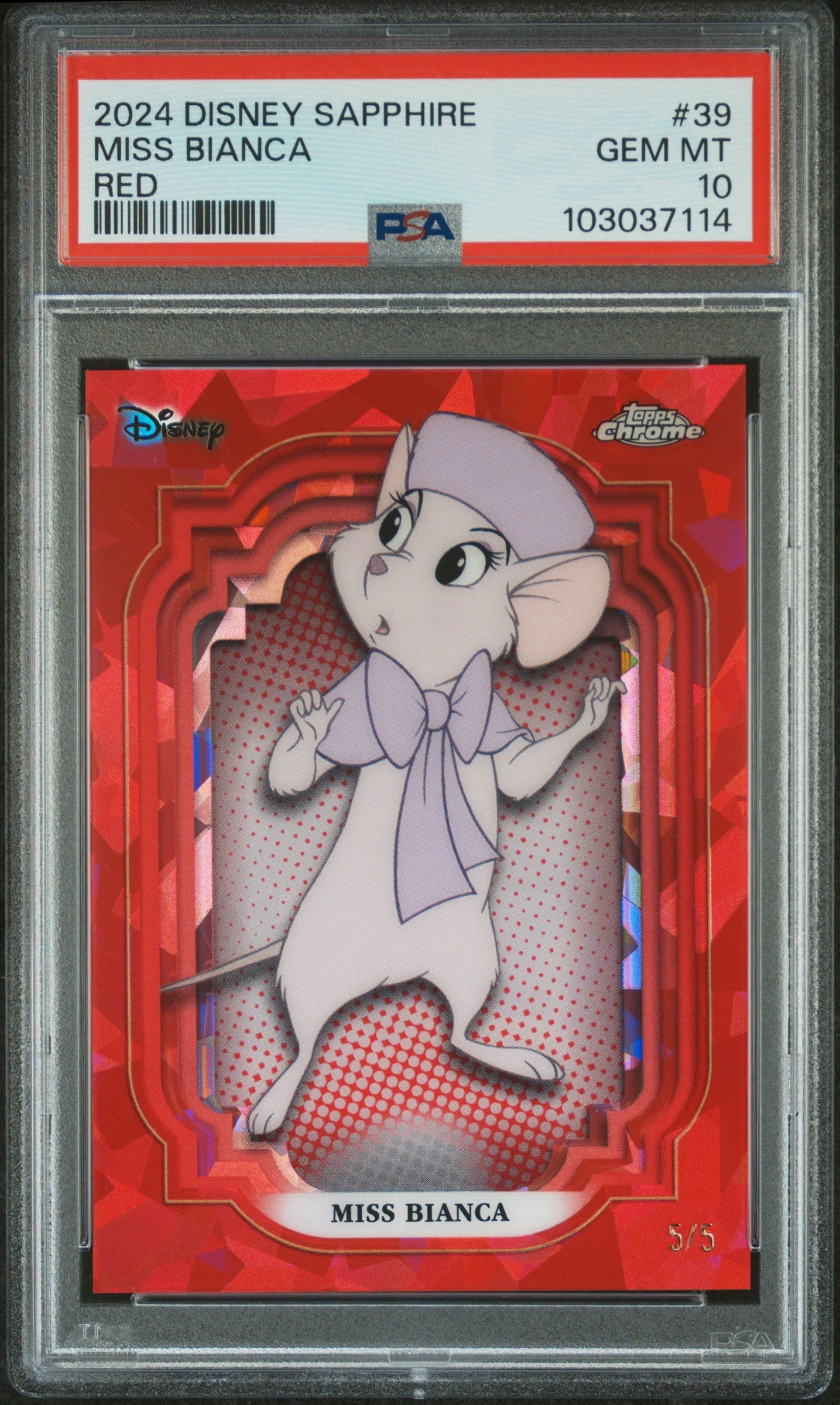 Miss Bianca #39 Red 5/5 PSA 10 Topps Chrome Disney Sapphire Edition 2024、mySite、waistdrama
