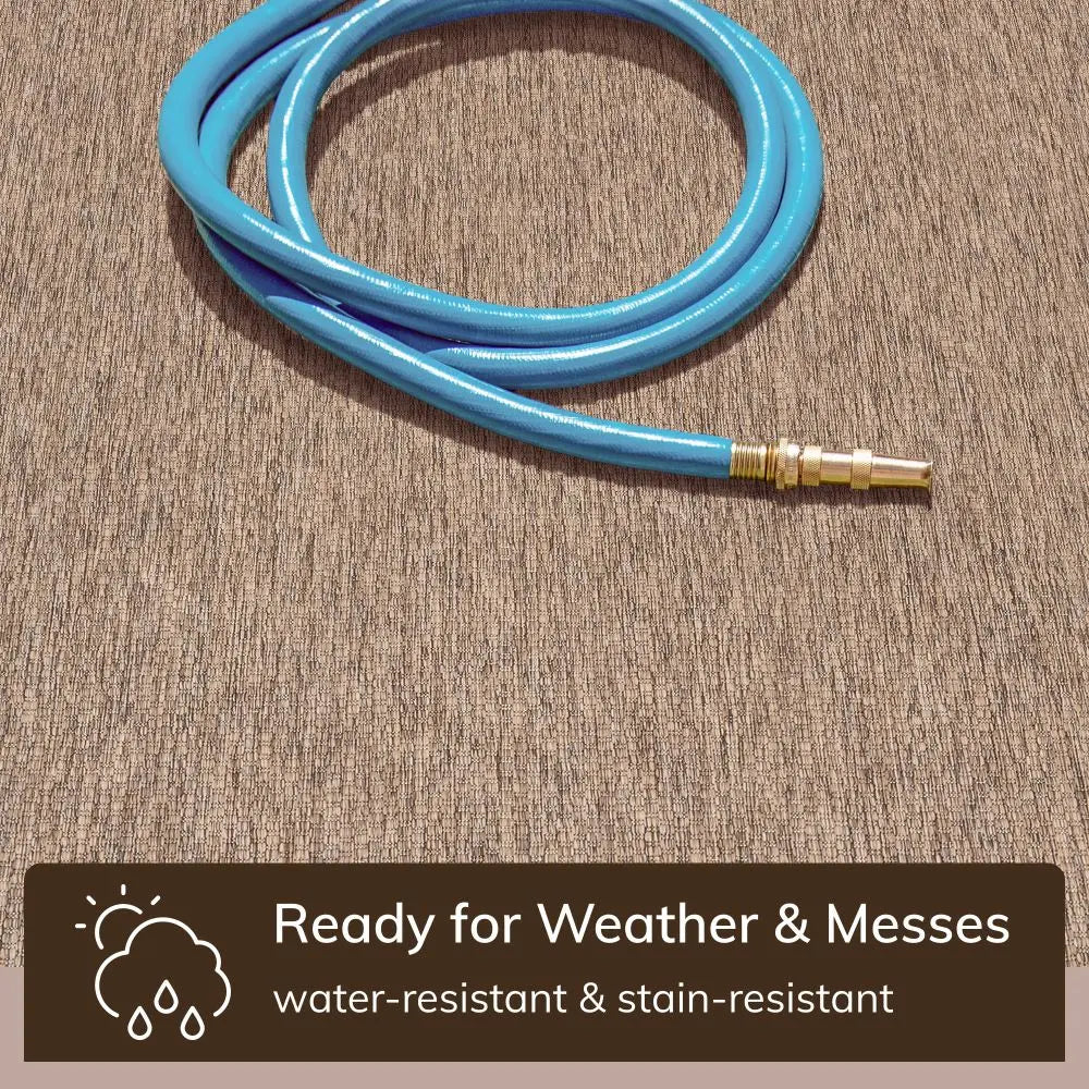 Leif Nordic Geometric Indoor Outdoor Taupe Flatweave 5'3 x 7'3 Rug、mySite、gigharbornorthrealestate