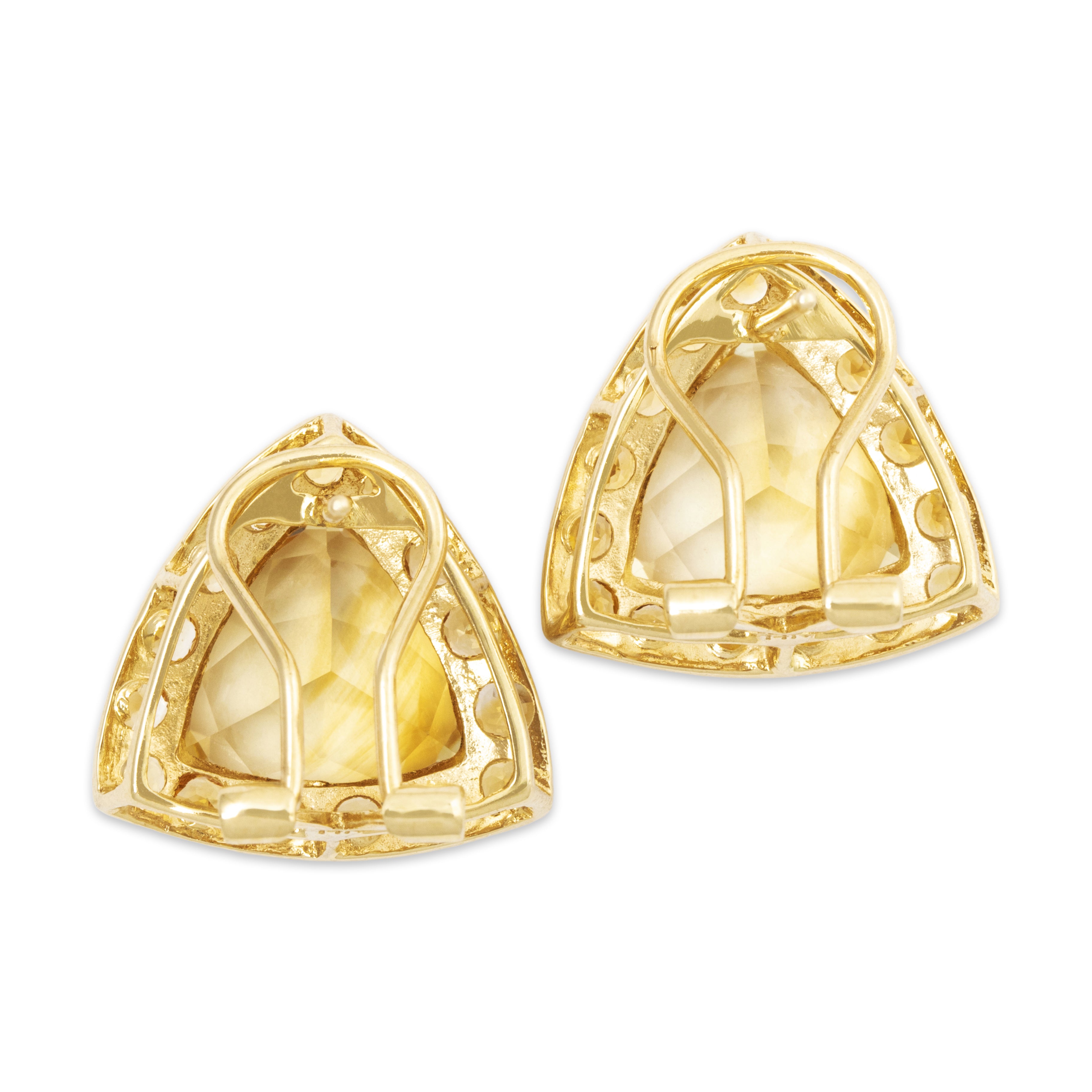 Vintage Large 14k Yellow Gold 9cttw Citrine Diamond Halo Earrings、mySite、hinf8tx79