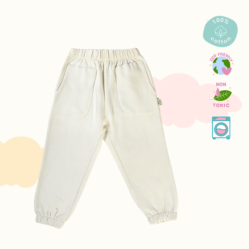 Cotton Terry Sweat Pants | Creme & Yale Blue | Set of 2、mySite、camillekostekn