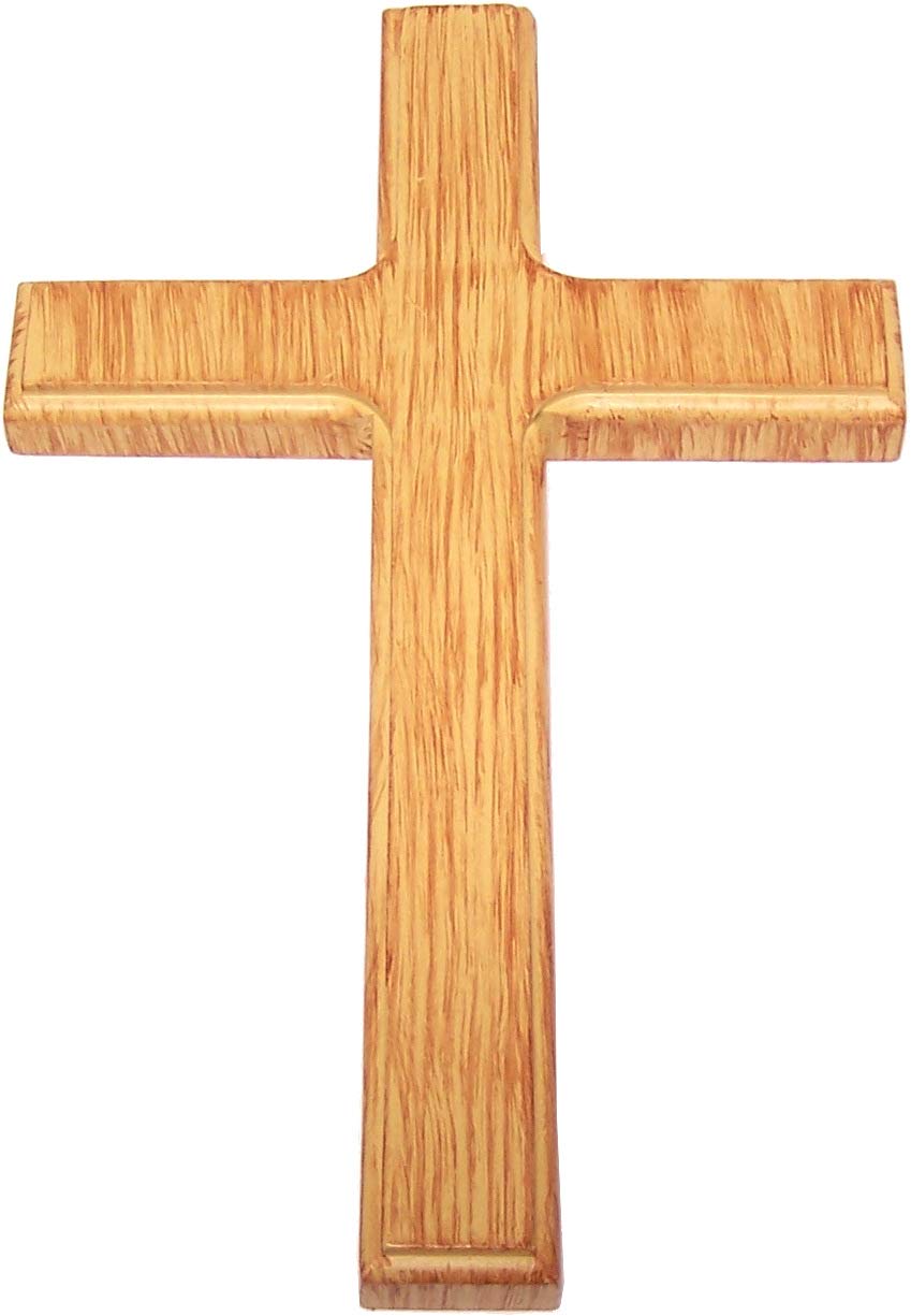 Holy Land Market Resin Cross - Olive Wood Tone - Very Smooth Wall Cross (7.6 Inches)、mySite、topwebapps