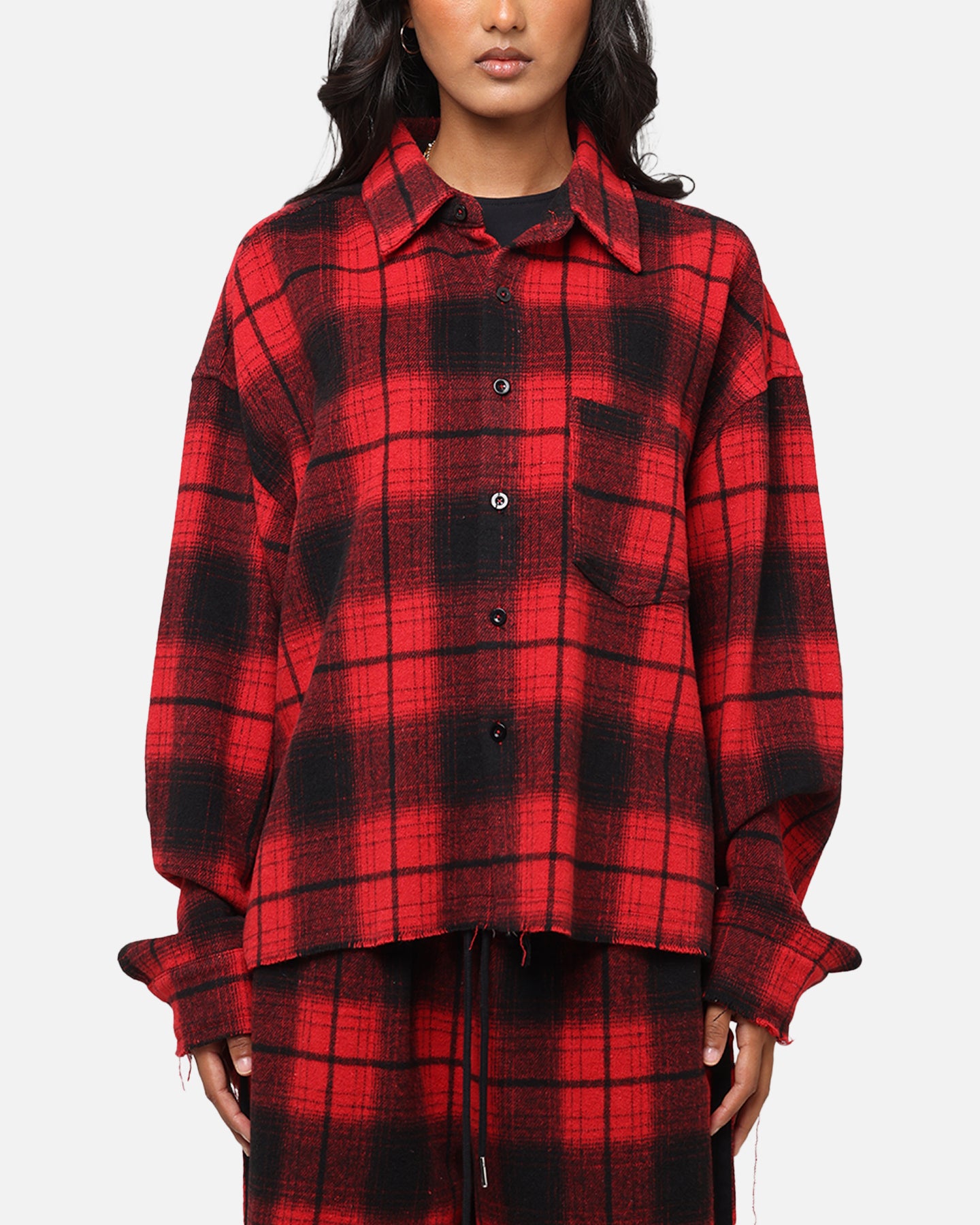 XXIII Plaid Long Sleeve Overshirt Red、mySite、zt4zffjzw