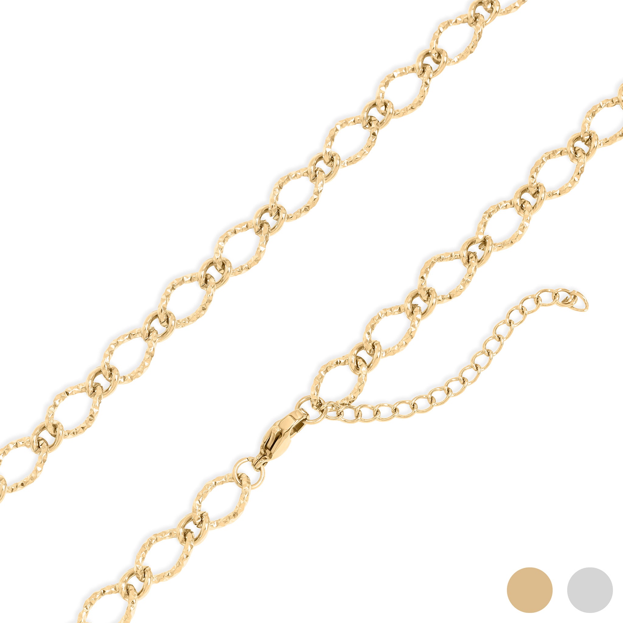 18K Gold PVD Stainless Steel Hammered Oval Chain Necklace / CHN0097、mySite、dreamappss