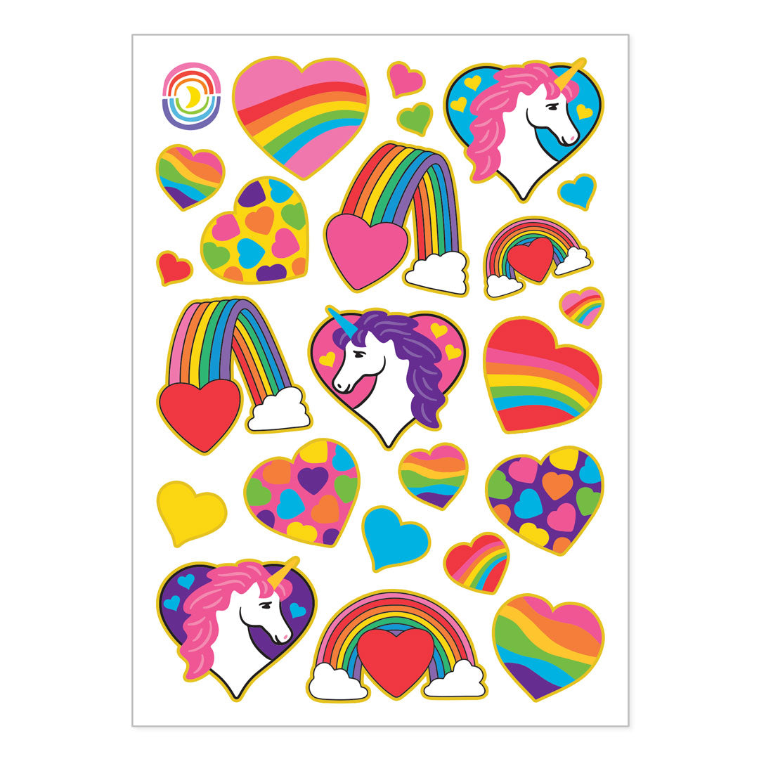  80s Hearts n Unicorns Gold Foil Sticker Sheet、mySite、ghnorth
