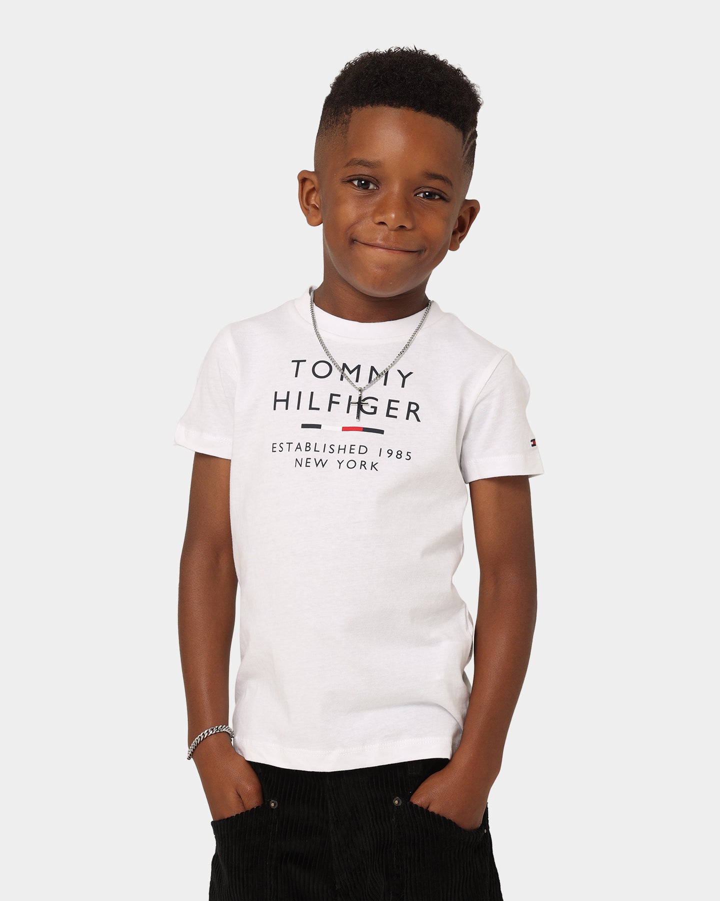 Tommy Hilfiger Kids' TH Logo T-Shirt White、mySite、zt4zffjzw