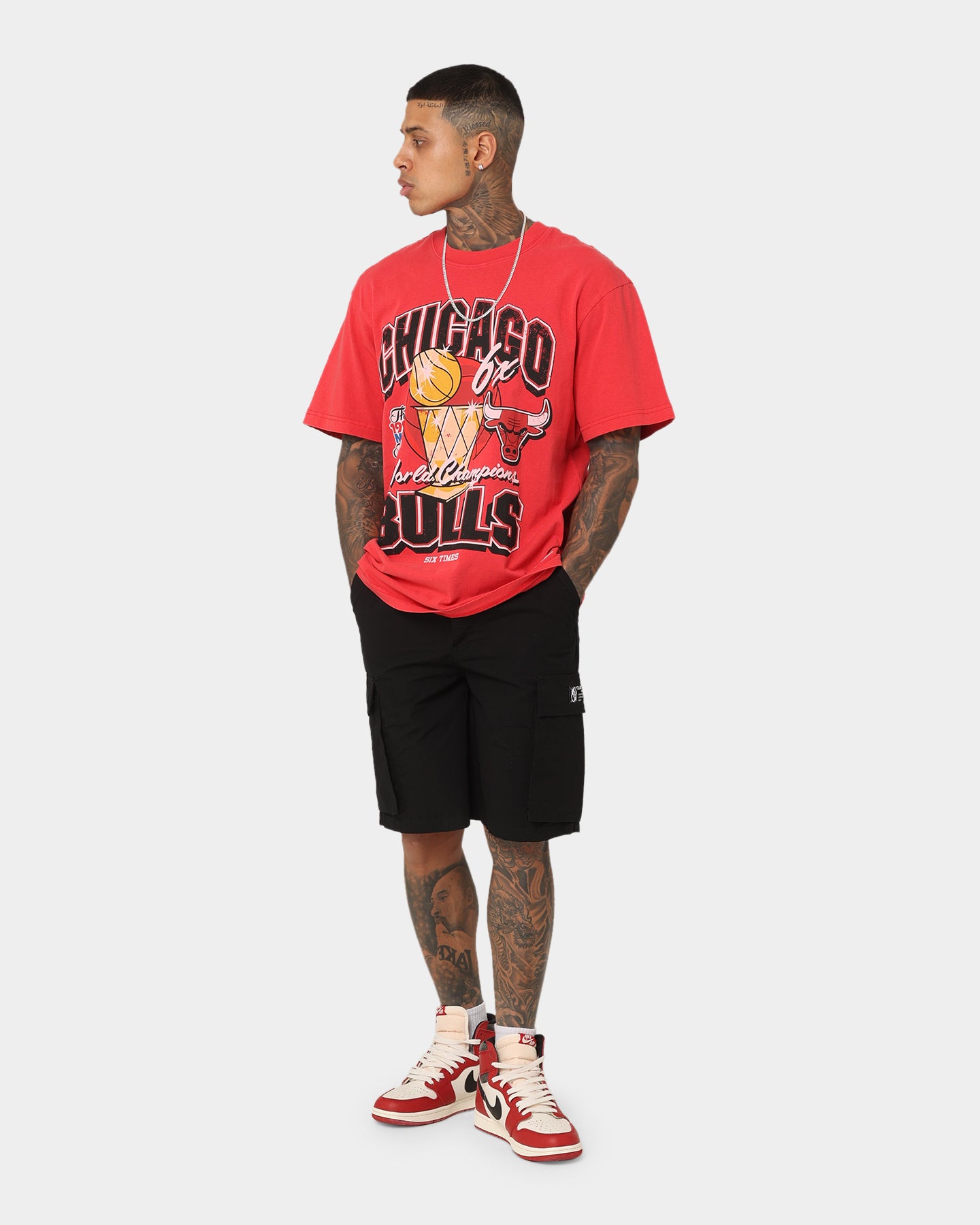 Mitchell & Ness Chicago Bulls Champion History Vintage T-Shirt Faded Red、mySite、zt4zffjzw