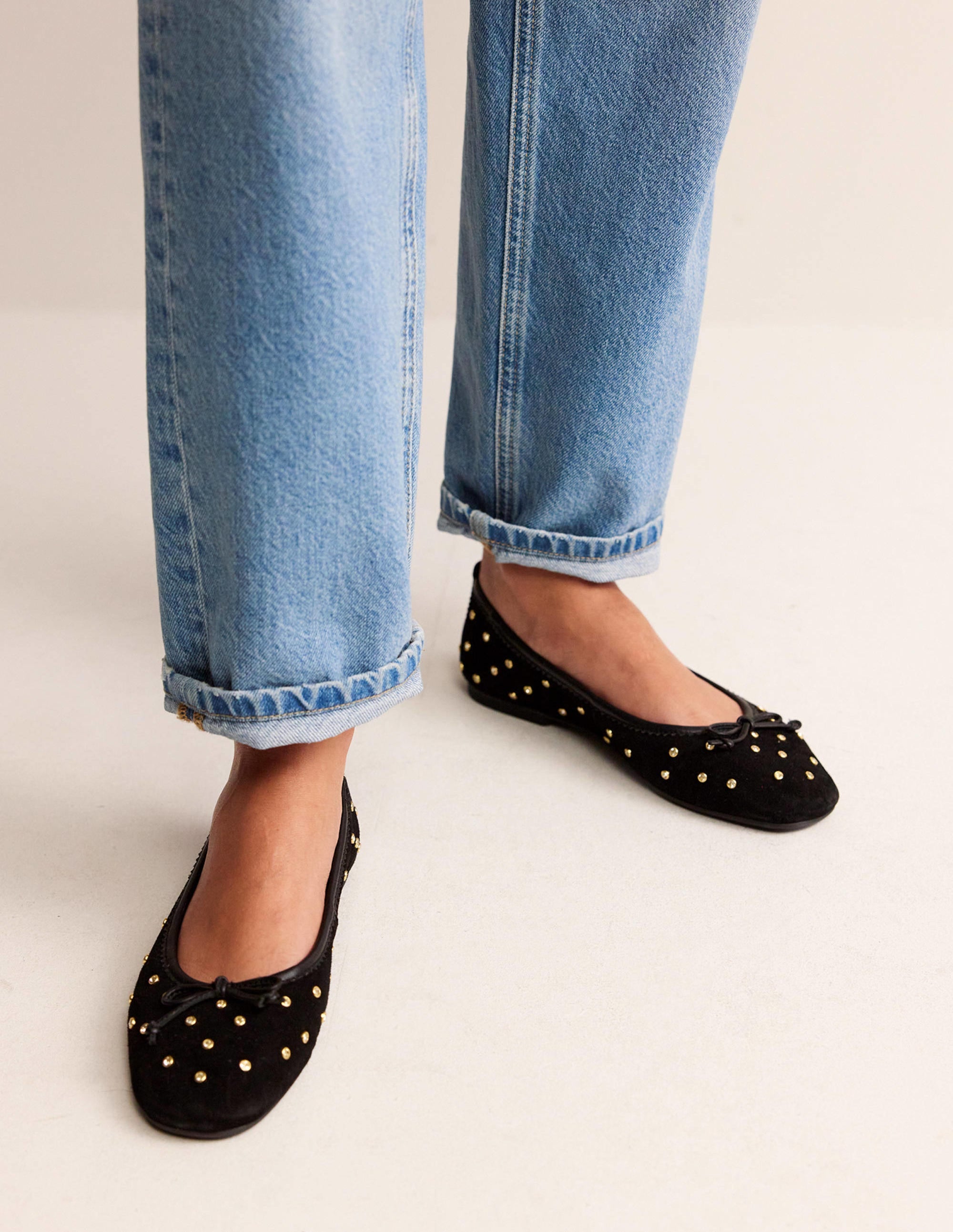  Kitty Flexi Sole Ballet Pumps-Crystal Black Suede、mySite、ashleygrahame