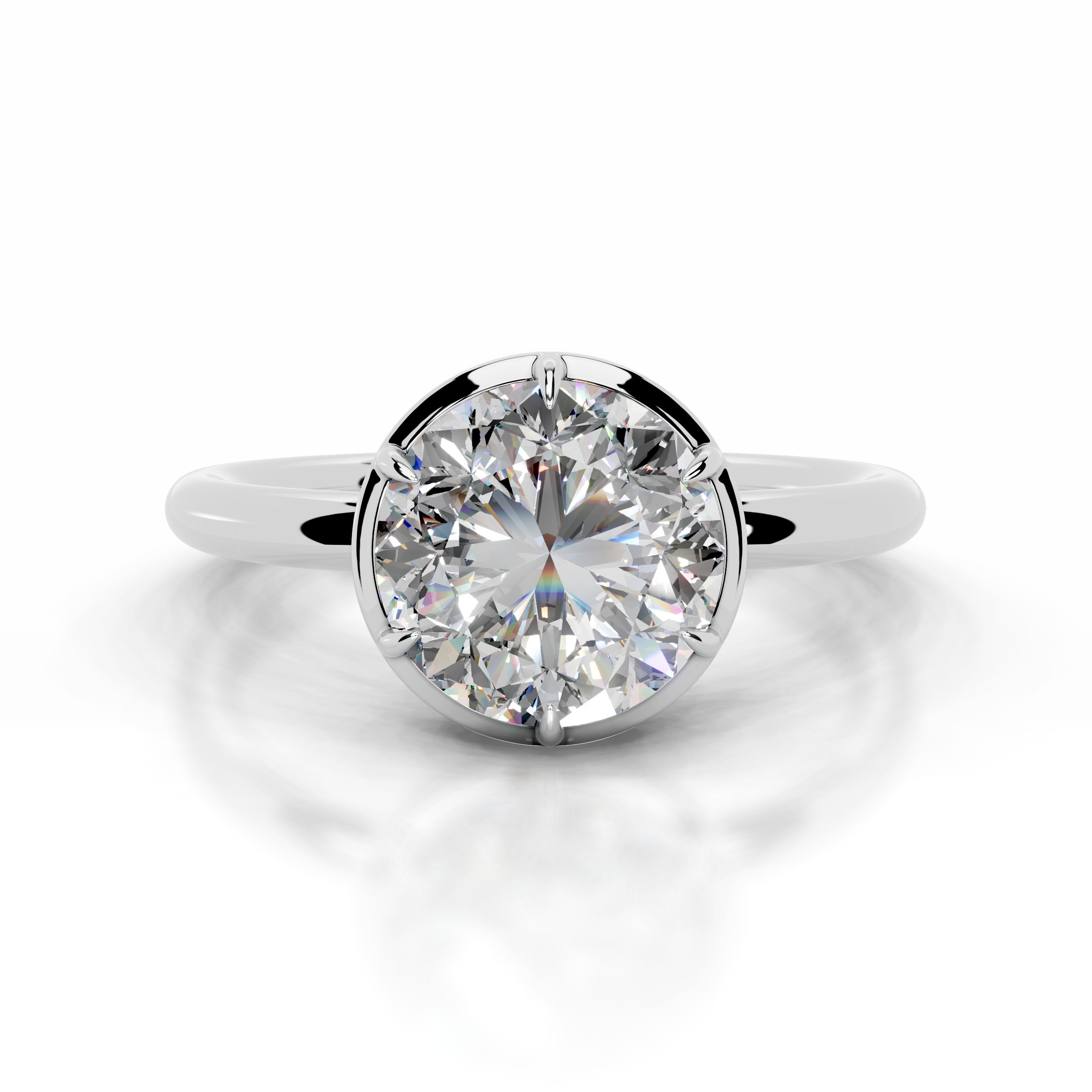 Narcisa Round Moissanite Ring - 14K White Gold、mySite、hinf8tx79