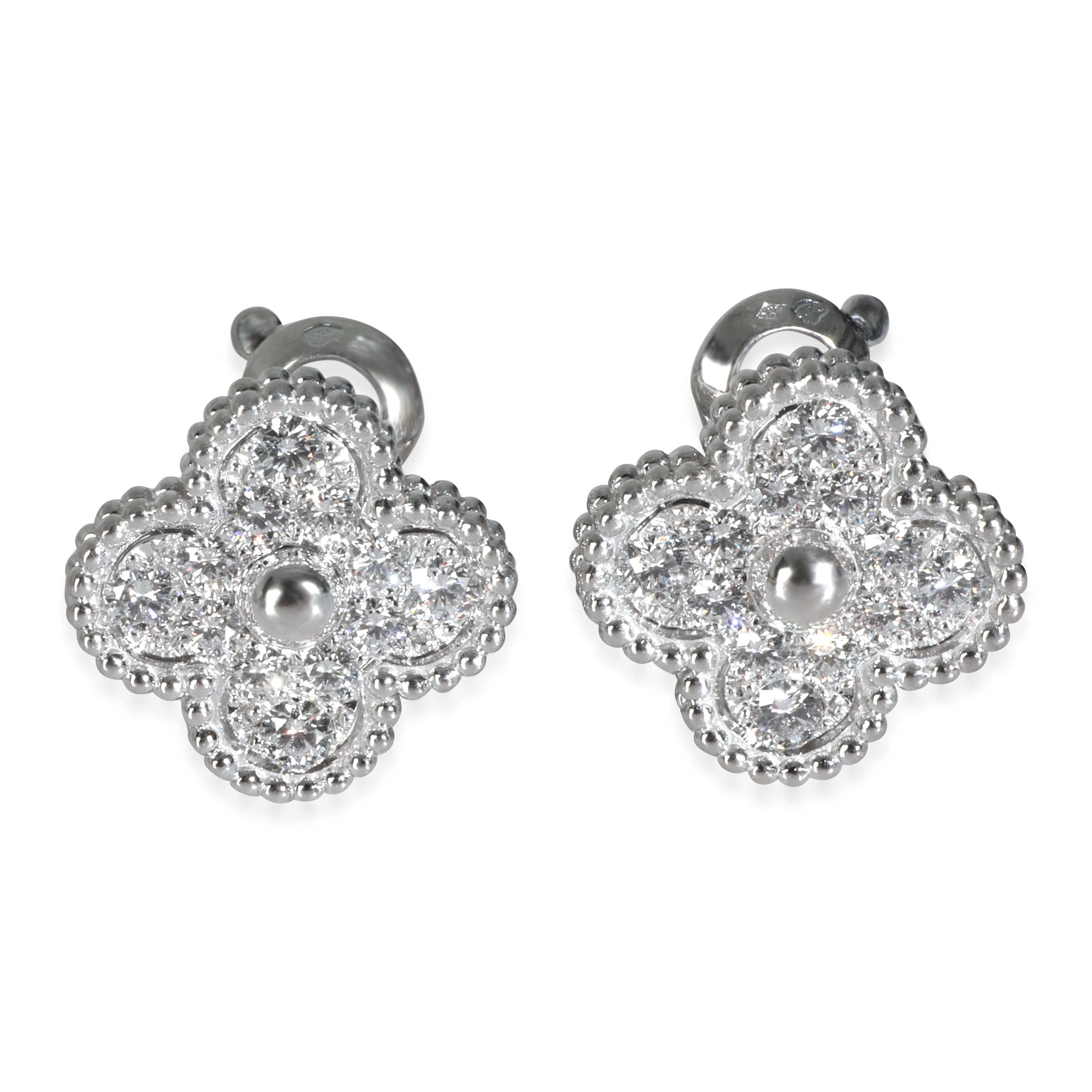 White Gold Diamond Vintage Alhambra Earrings、mySite、garagedoors4me