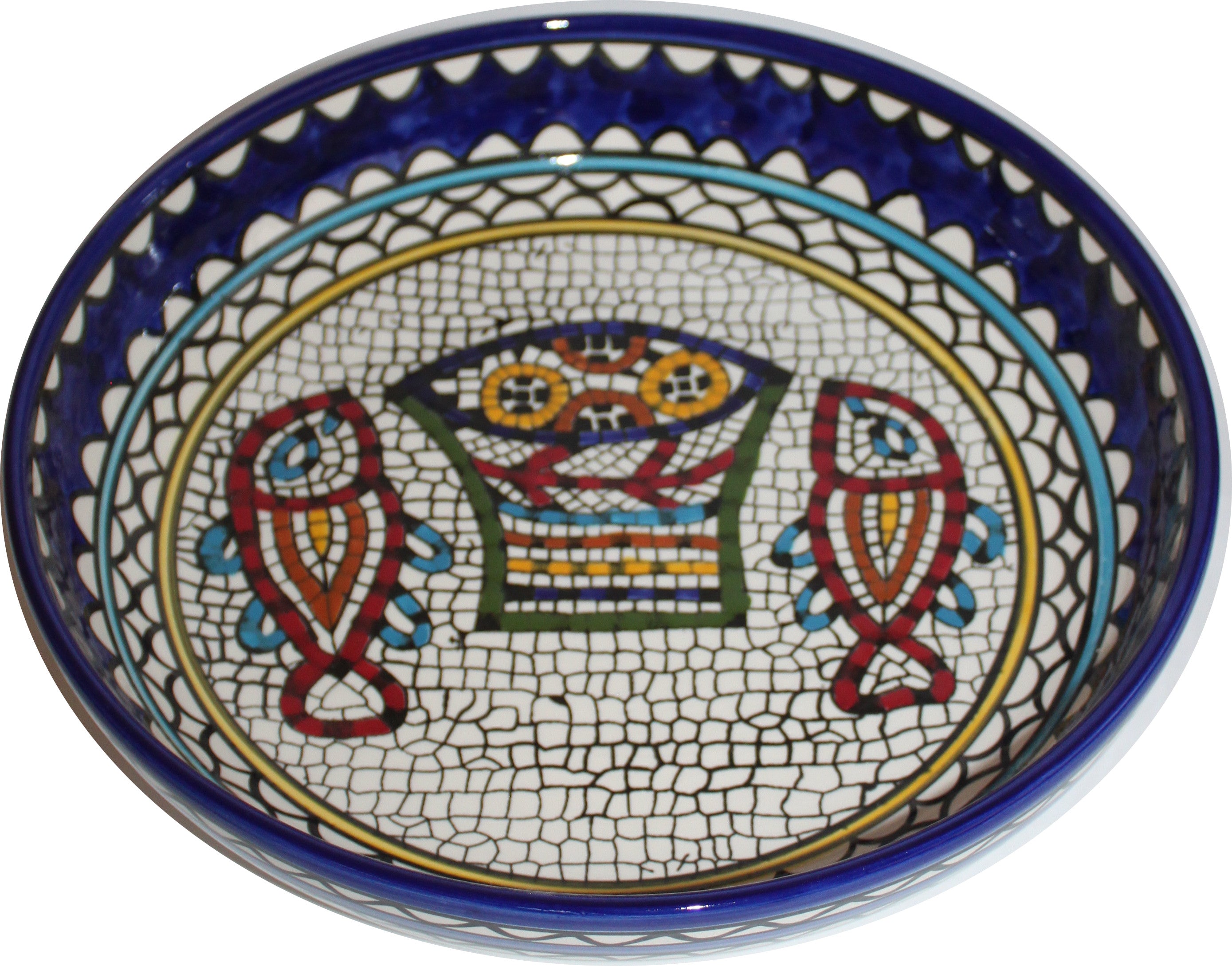  Holy Land Market Tabgha or Fish and Bread Multiplication Miracle Armenian Ceramic Bowl - Large (12 inches or 30cm in Diameter)、mySite、elrpsem3k