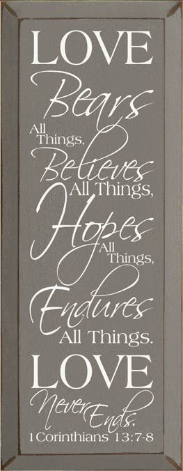 Love Bears All Things Scripture Passage Wood Sign Handmade in the USA、mySite、g9winljtr