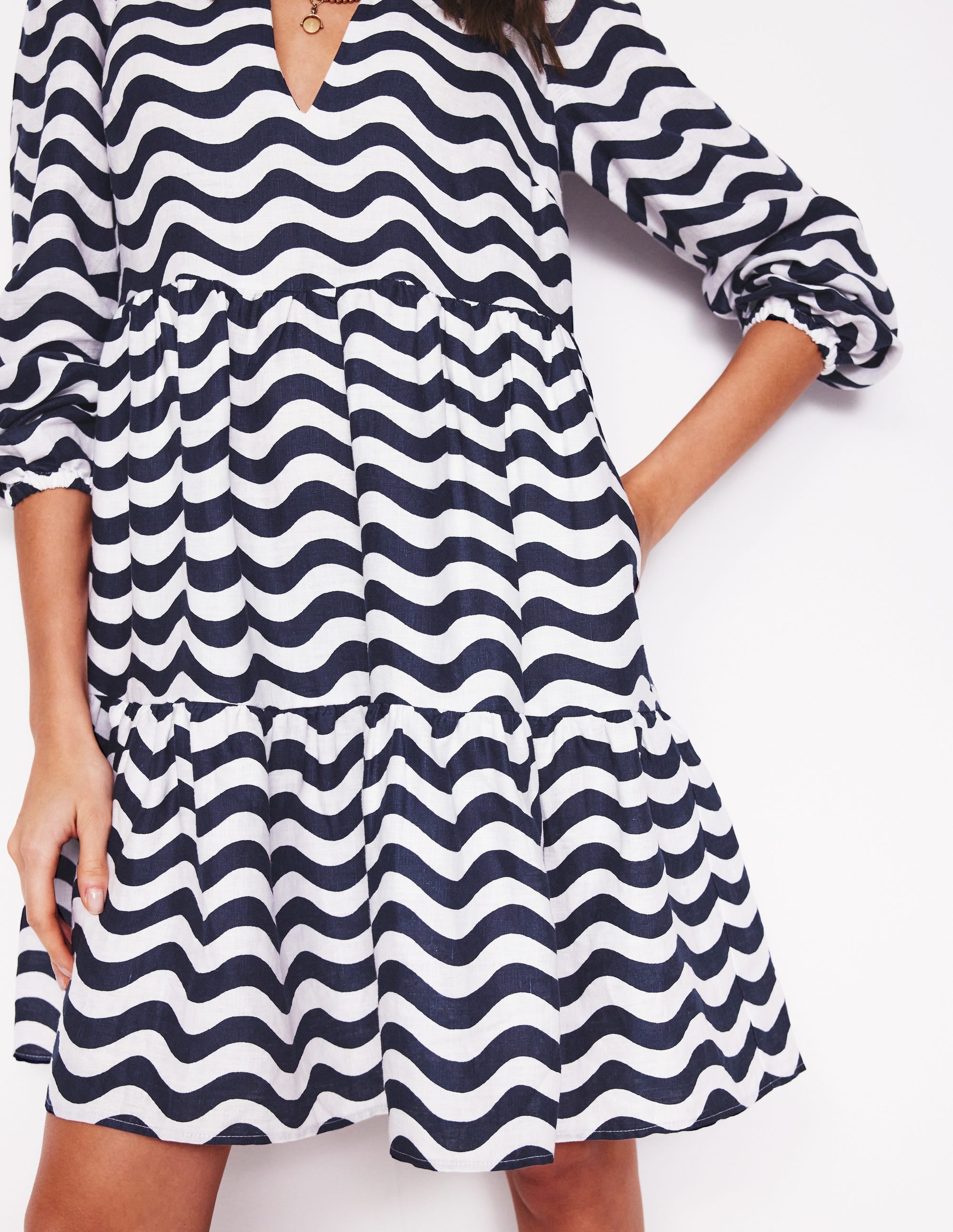  Esme Linen Short Dress-French Navy, Mono Wave、mySite、ashleygrahame