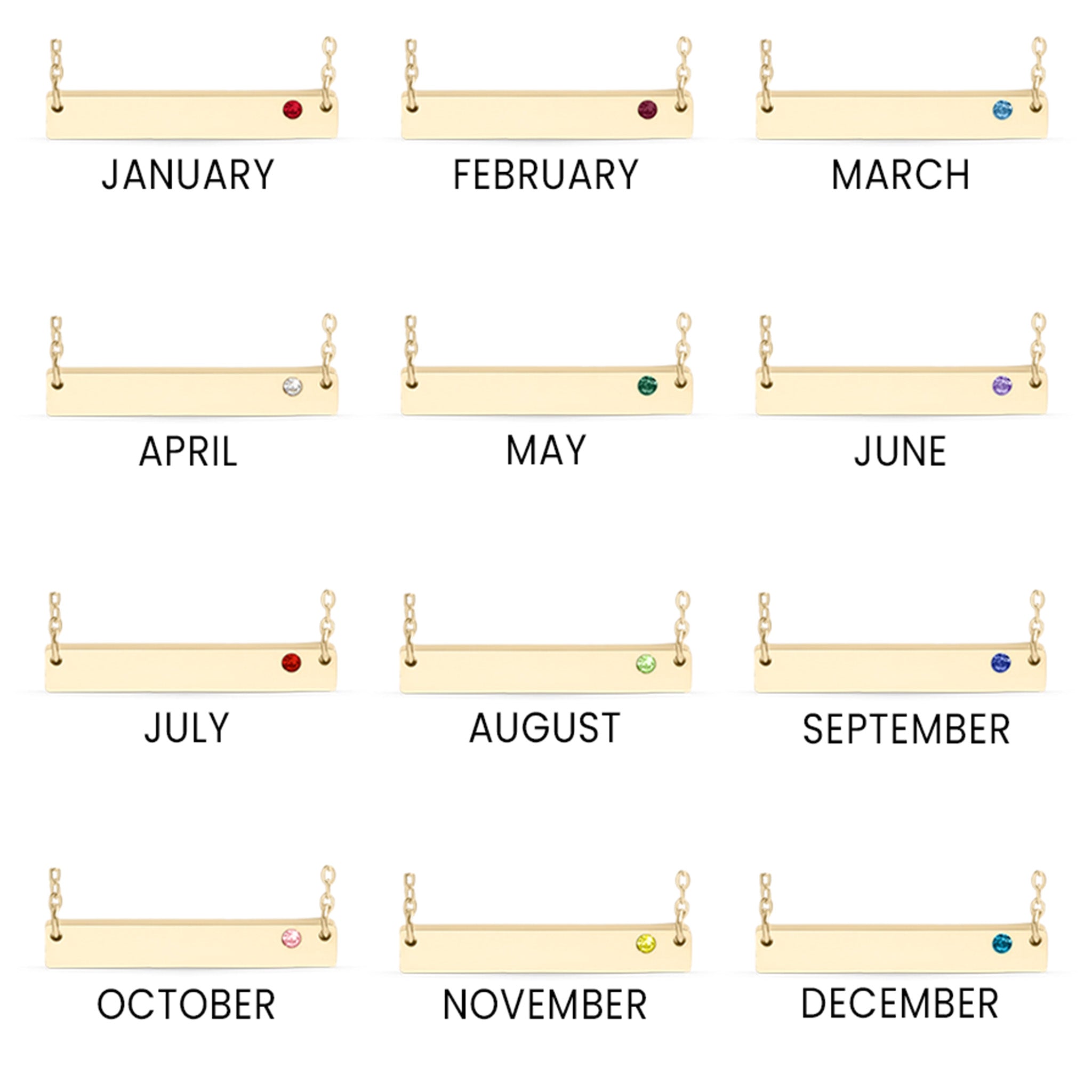 18K Gold PVD Stainless Steel Bar Birthstone Necklace / SBB0319、mySite、dreamappss