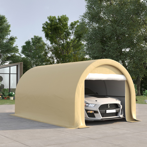 Outsunny 10' x 16' Carport, Heavy Duty Portable Garage Storage Tent with Large Zippered Door, Anti-UV PE Canopy Cover for Car, Truck, Boat, Motorcycle, Bike, Garden Tools, Outdoor Work, Beige、、eastwooduniform