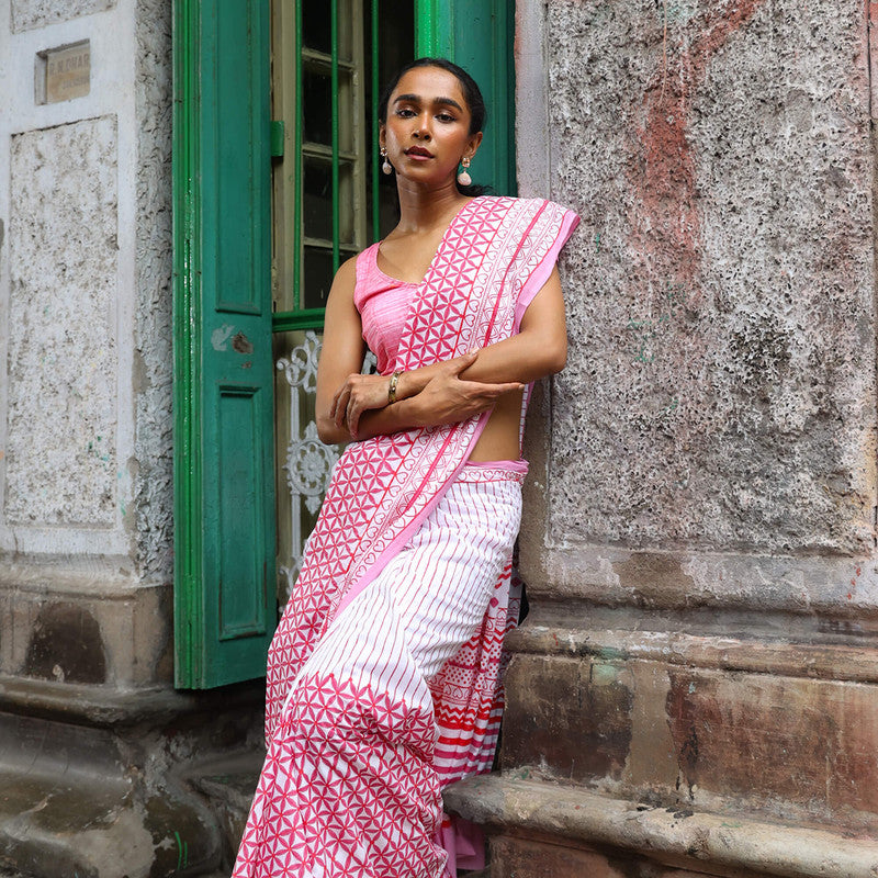 Cotton Saree | Hand Block Print | Multicolour、mySite、camillekostekn