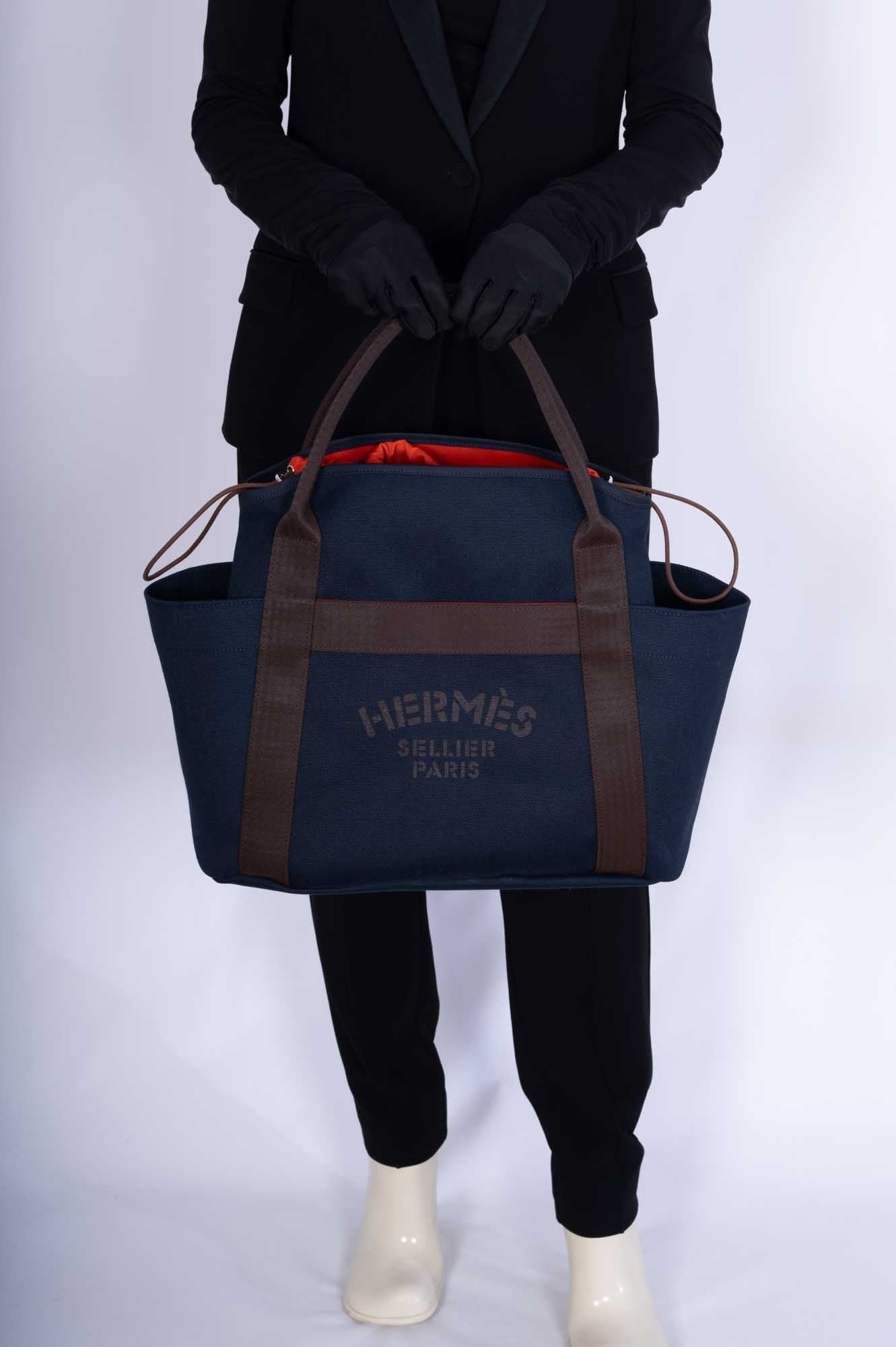 Hermès Toile Sac De Pansage Groom Bleu Navy Feu、mySite、garminoutage.com
