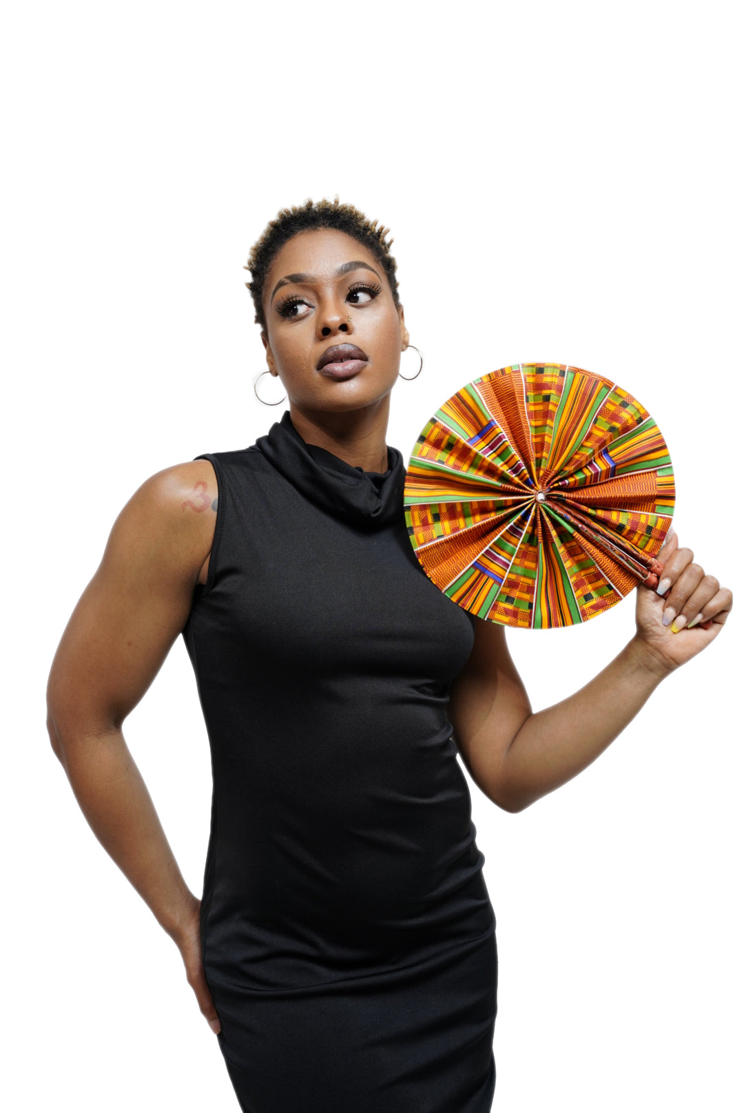 Kujoe African Kente Print Hot-flash Fan-DPPF313、mySite、solidvoid