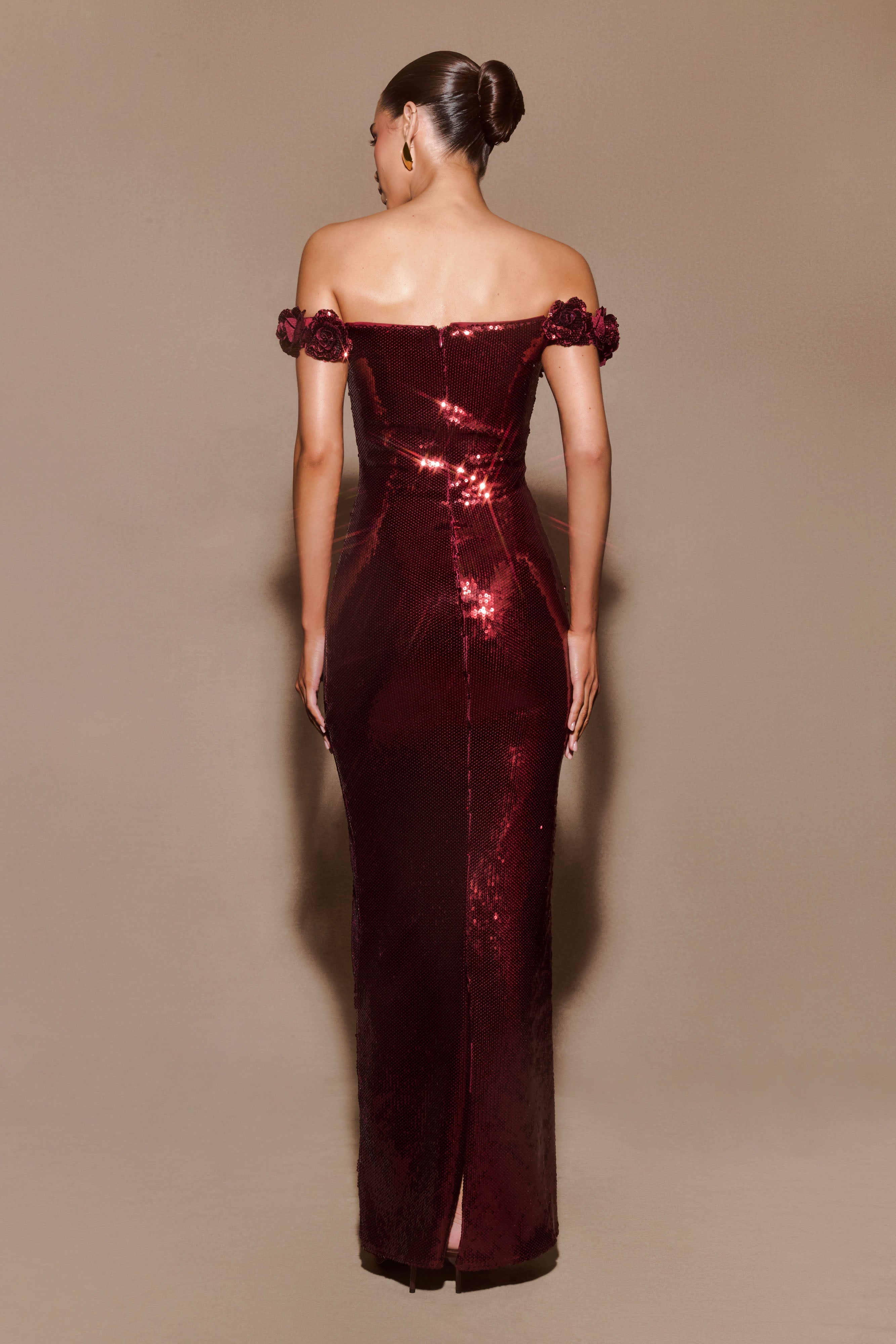 Carrie Sequin Rose Maxi Dress - Mahogany、mySite、solidvoid