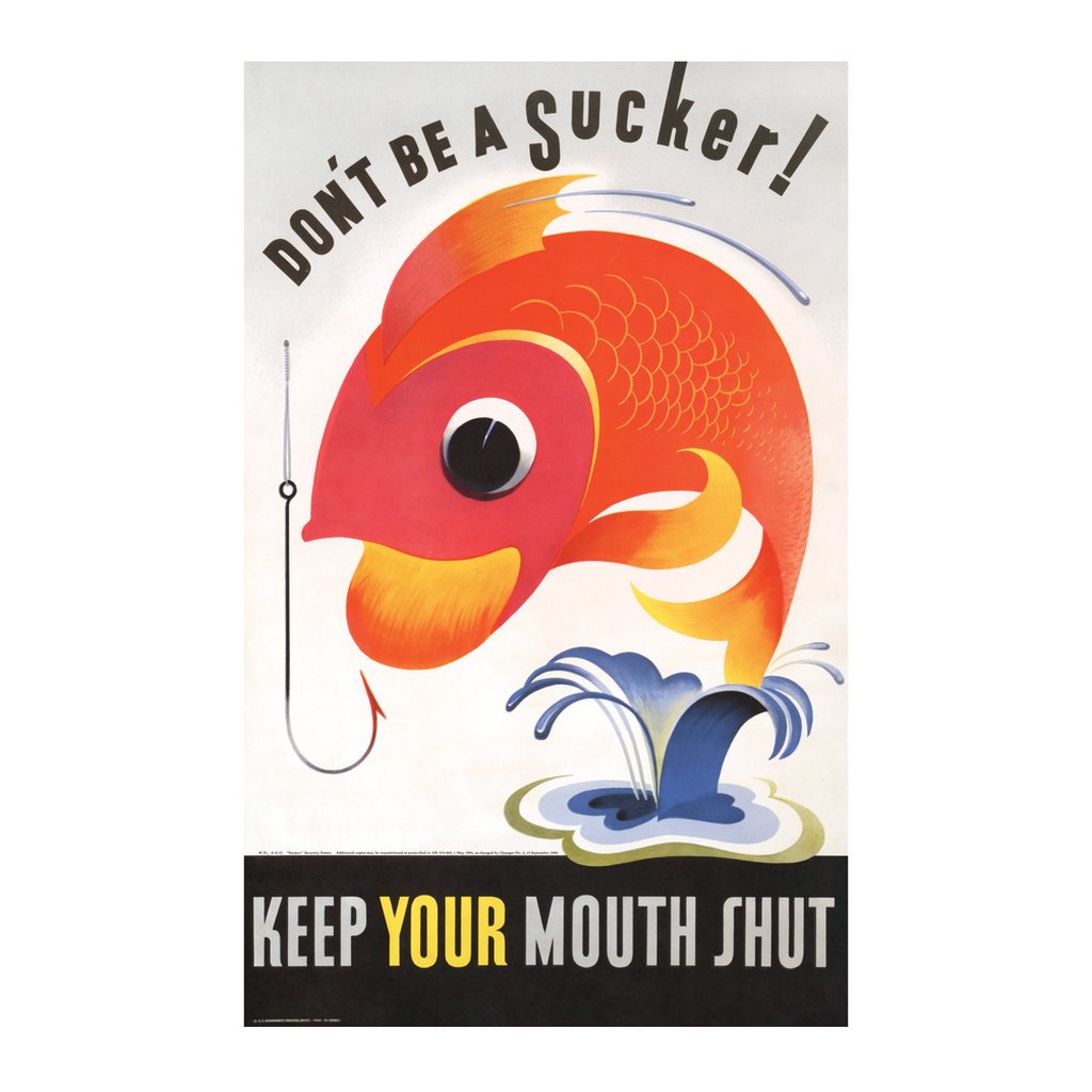 Don't Be A Sucker Vintage Fish Oversized Art Print、mySite、gigharbornorthrealestate