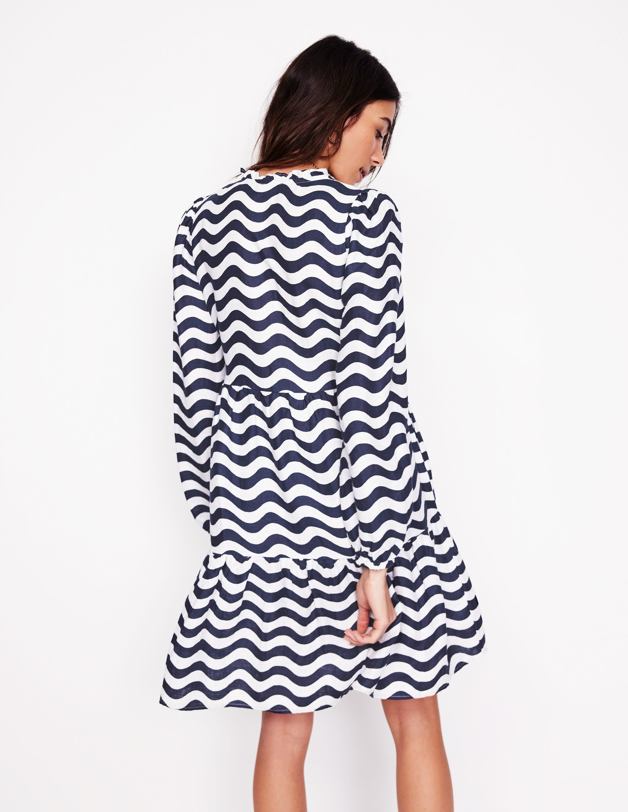  Esme Linen Short Dress-French Navy, Mono Wave、mySite、ashleygrahame