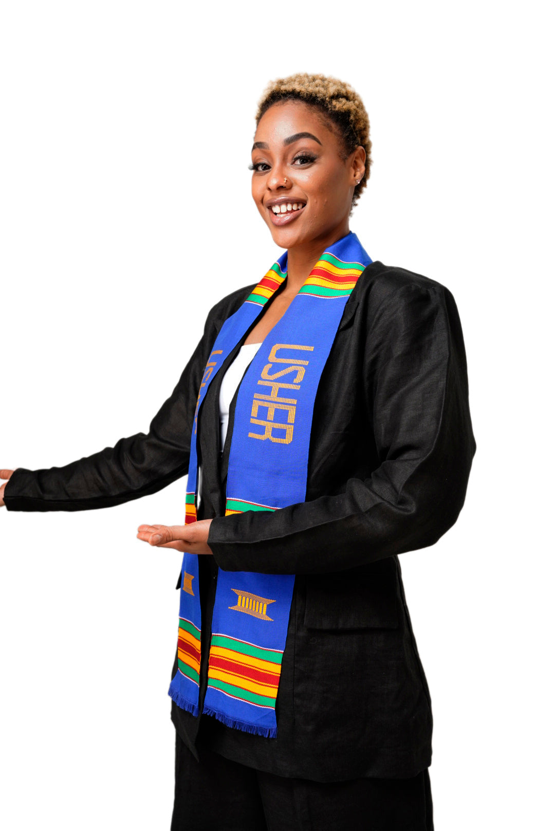 Usher Handwoven Kente Cloth Scarf-Sash DP1550、mySite、solidvoid