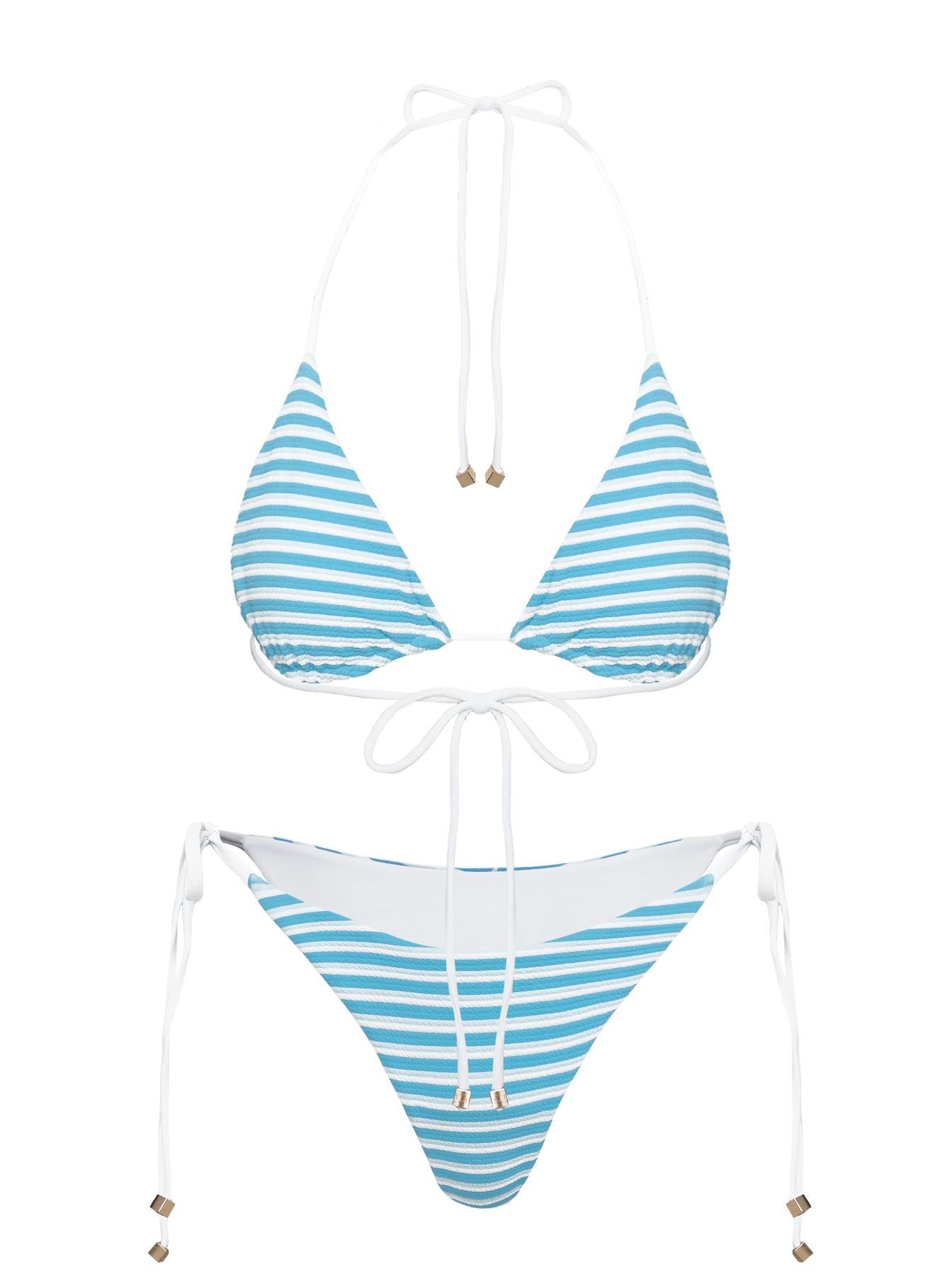 Glora Tie Side Bikini Bottom White Blue / White、mySite、solidvoid