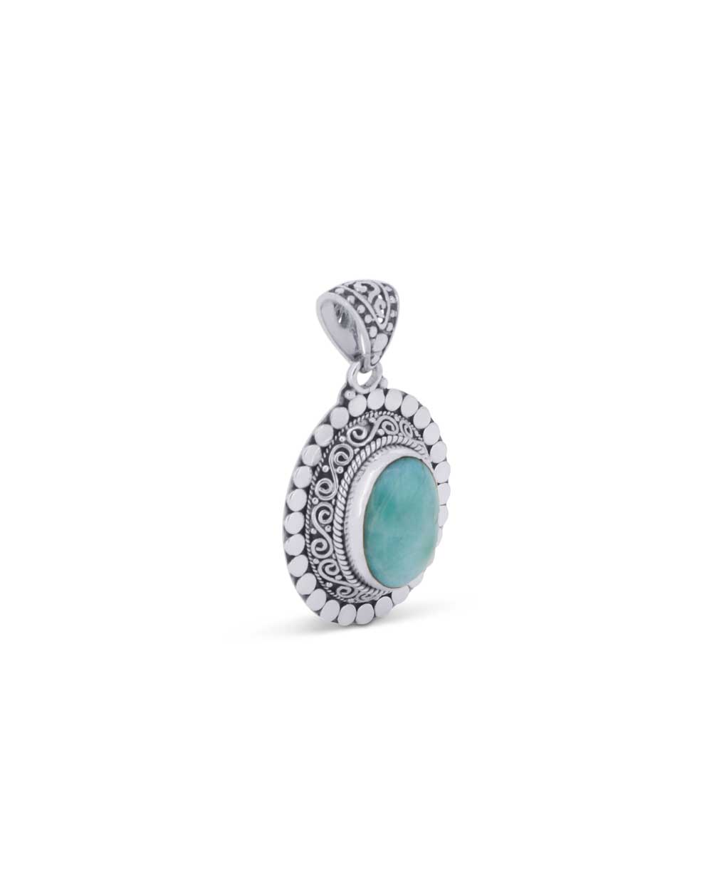 Sterling Silver Oval Larimar Pendant、mySite、topwebapps