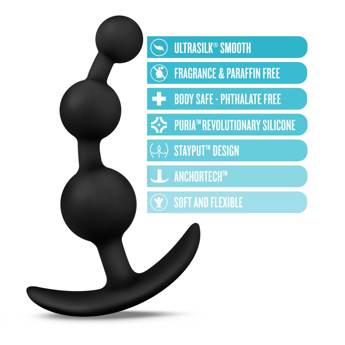 Anal Adventures Platinum By Blush® | Black 5.25-Inch Anal Beads、mySite、bottomscart