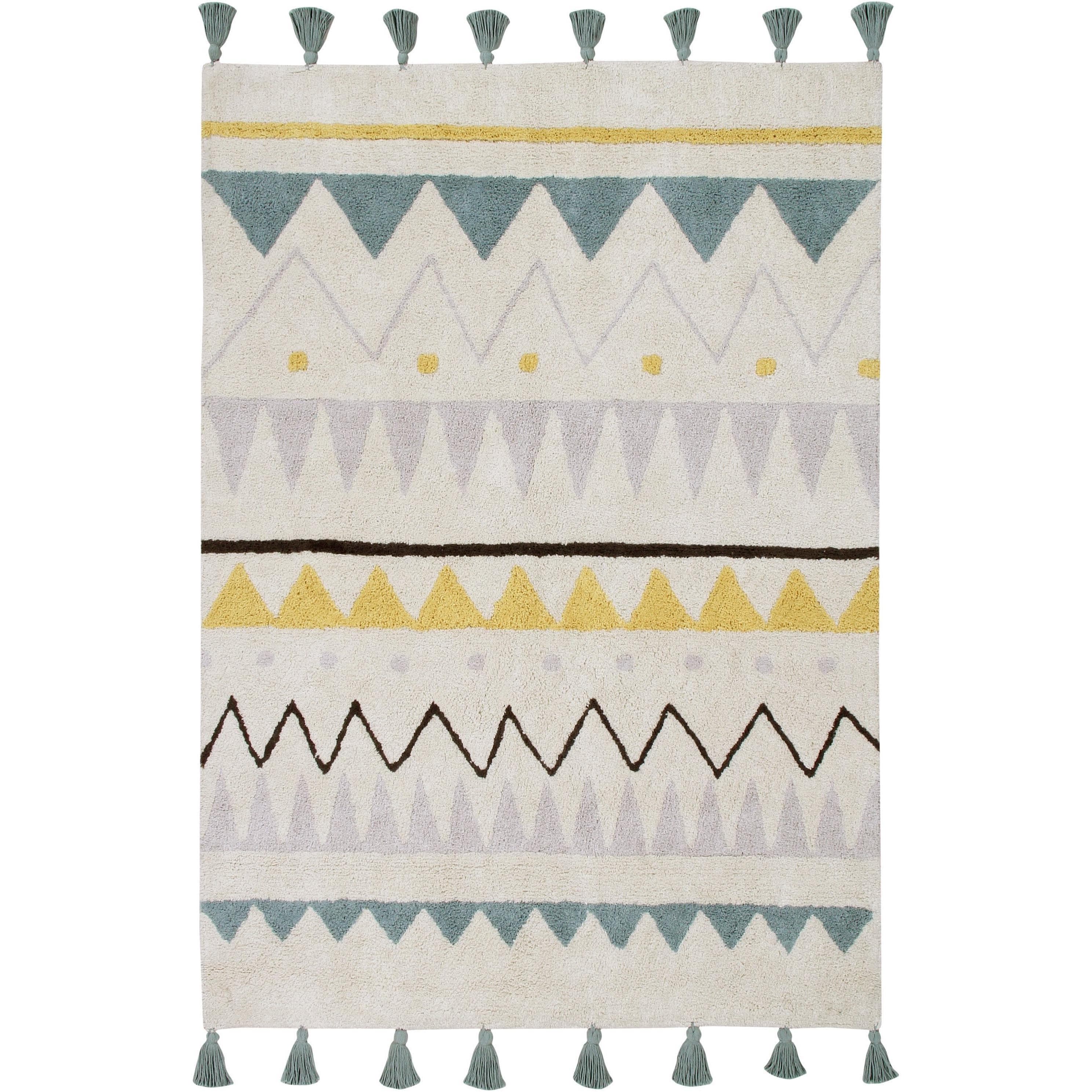 Azteca Natural Vintage Blue Machine Washable Area Rug、mySite、gigharbornorthrealestate