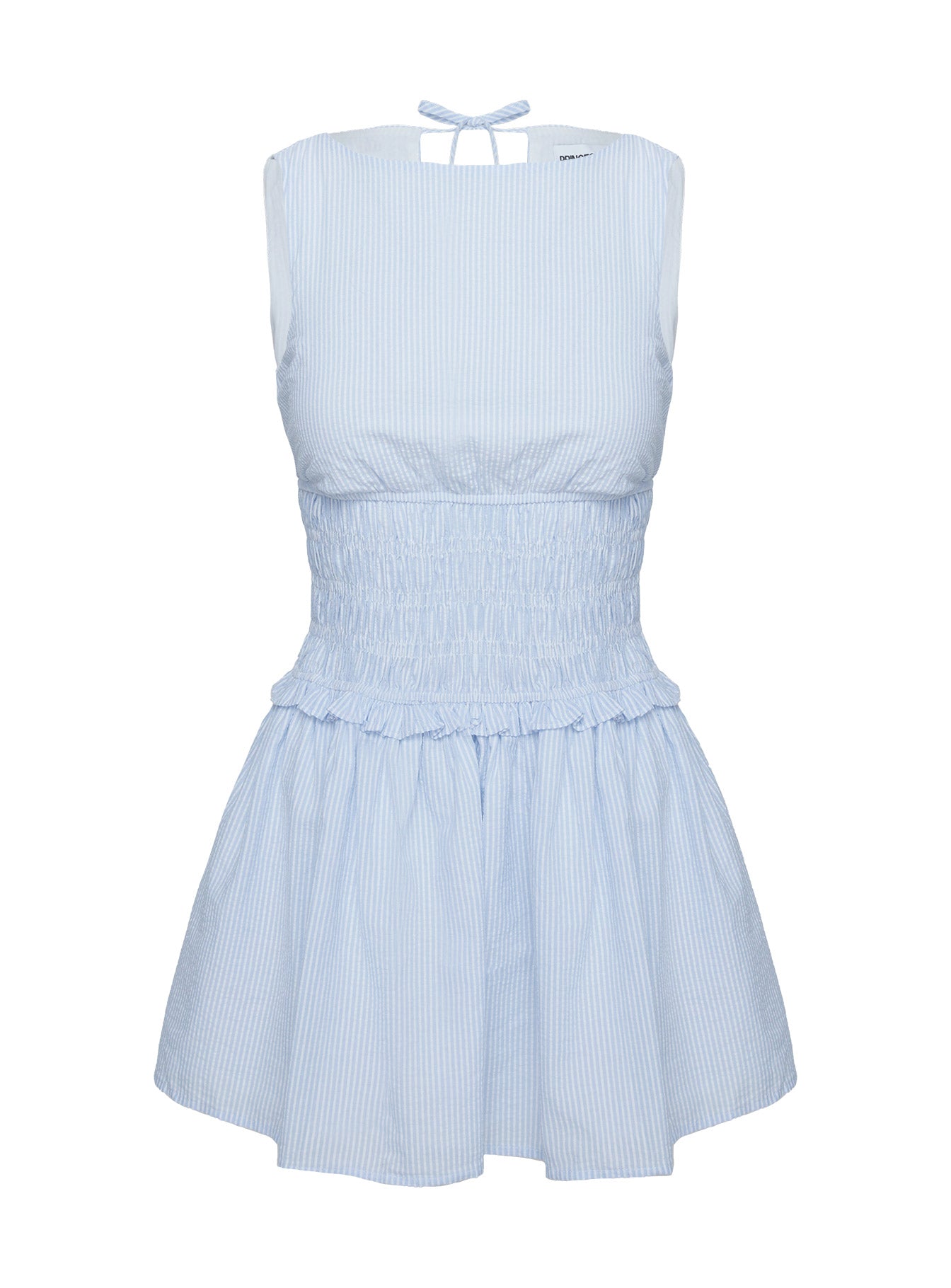Yennifer Shirred Mini Dress Blue / White Tall、mySite、solidvoid