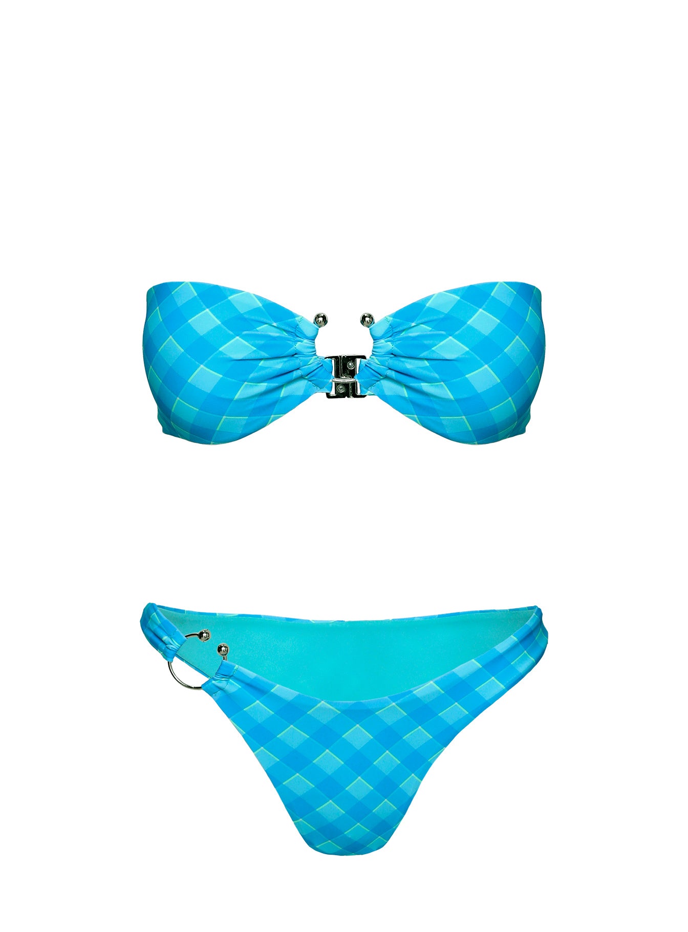 Candy High Cut Cheeky Bikini Bottoms Blue Check、mySite、solidvoid