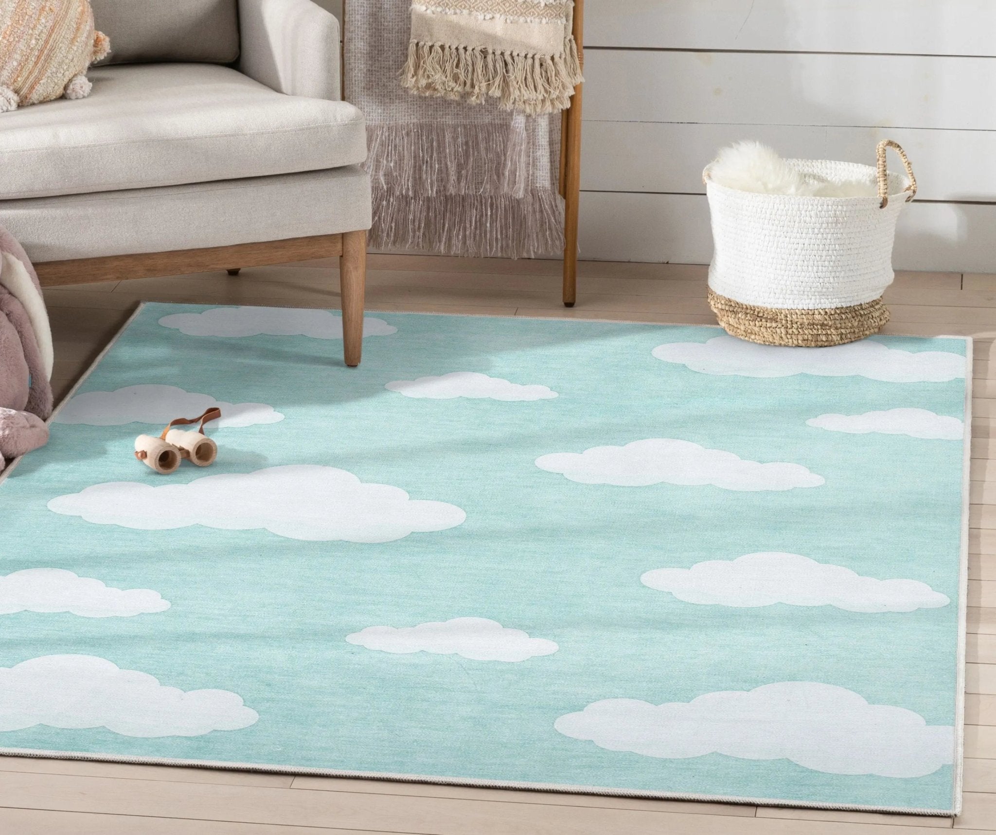 Cloud 9 Modern Mint Kids Flat-Weave Rug、mySite、gigharbornorthrealestate