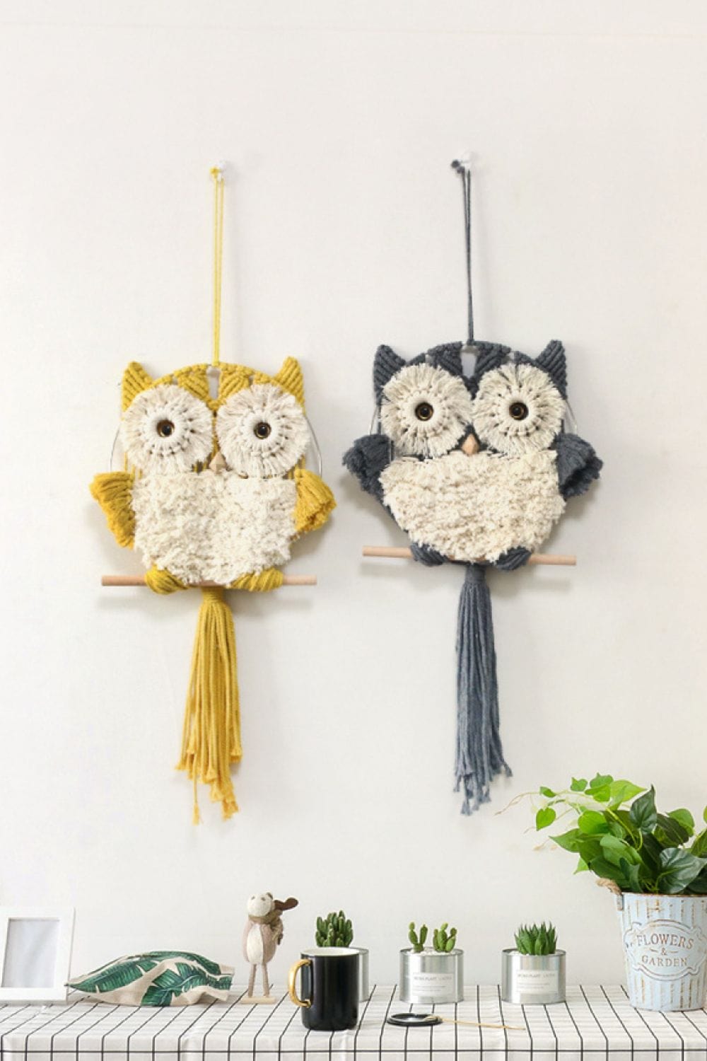 Hand-Woven Tassel Owl Macrame Wall Hanging、mySite、g9winljtr