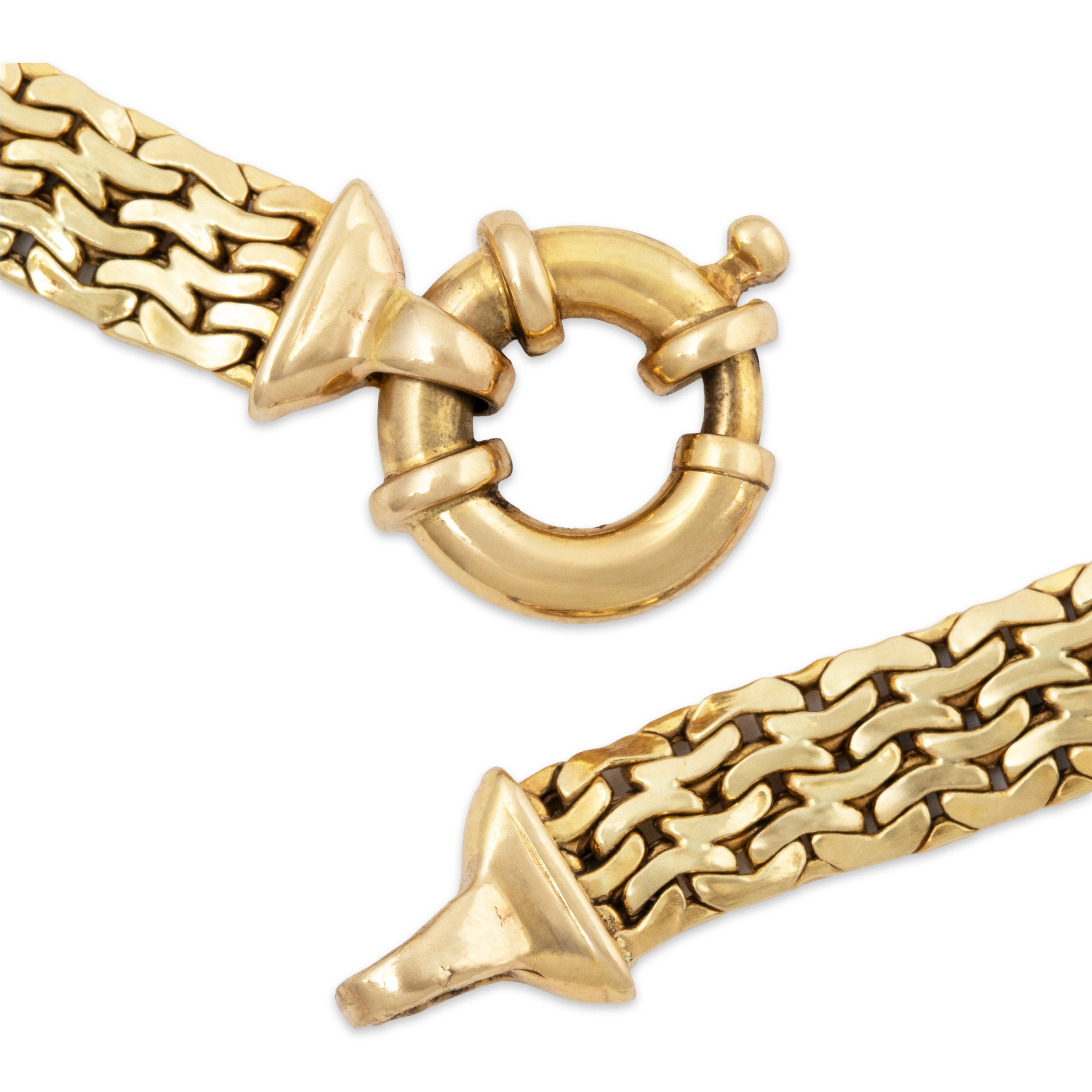 Vintage Italian 14k Yellow Gold Interlocking Chain Statement Necklace 17、mySite、hinf8tx79