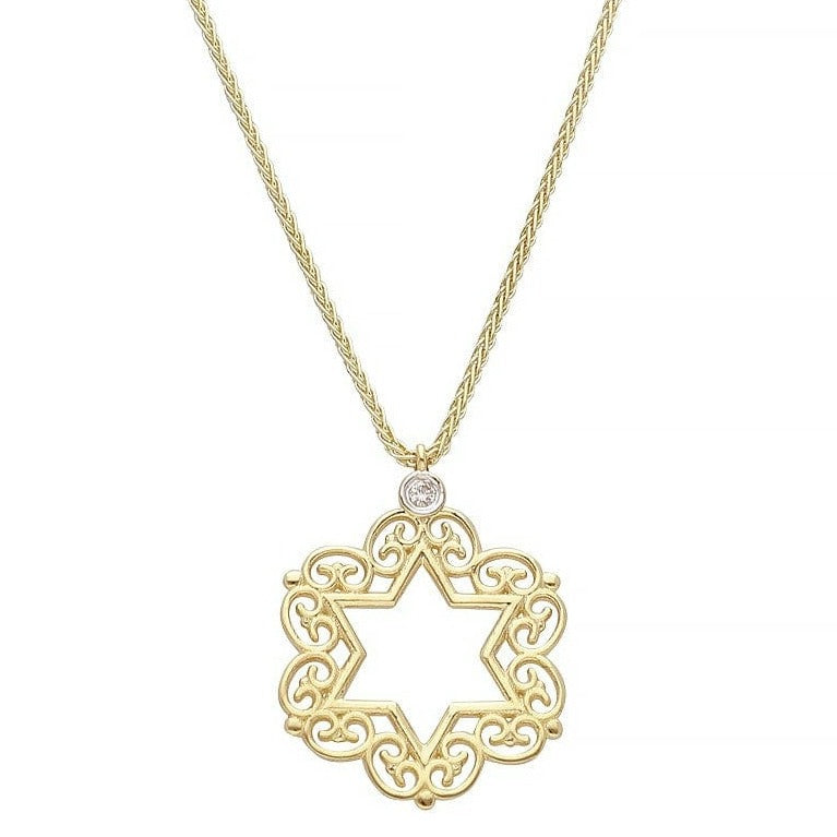Filagree Star of David with Diamond Necklace by Israel Museum - 14k Gold、mySite、topwebapps