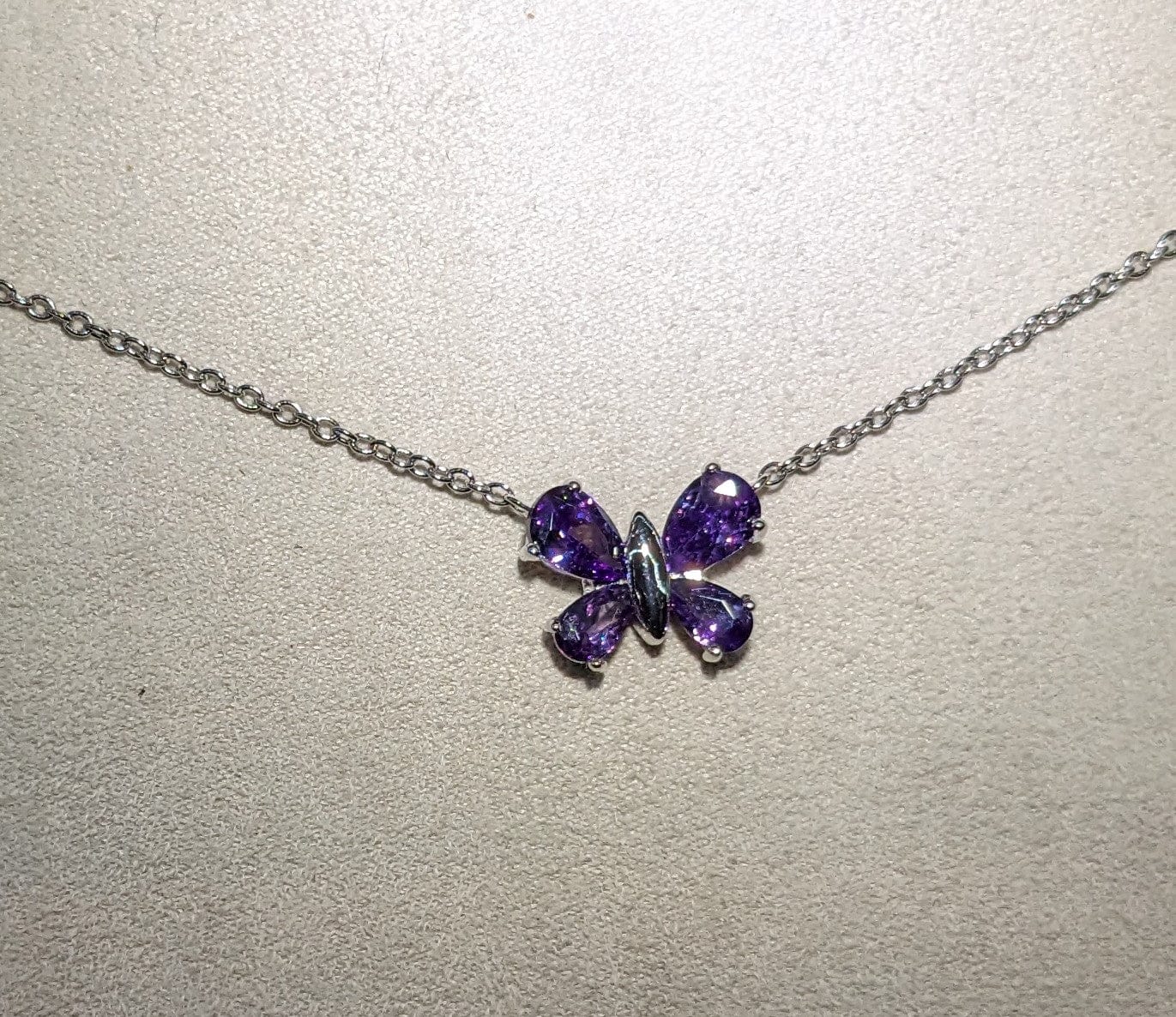 Dainty Purple Amethyst Butterfly Necklace Sterling Silver Chain、mySite、g9winljtr