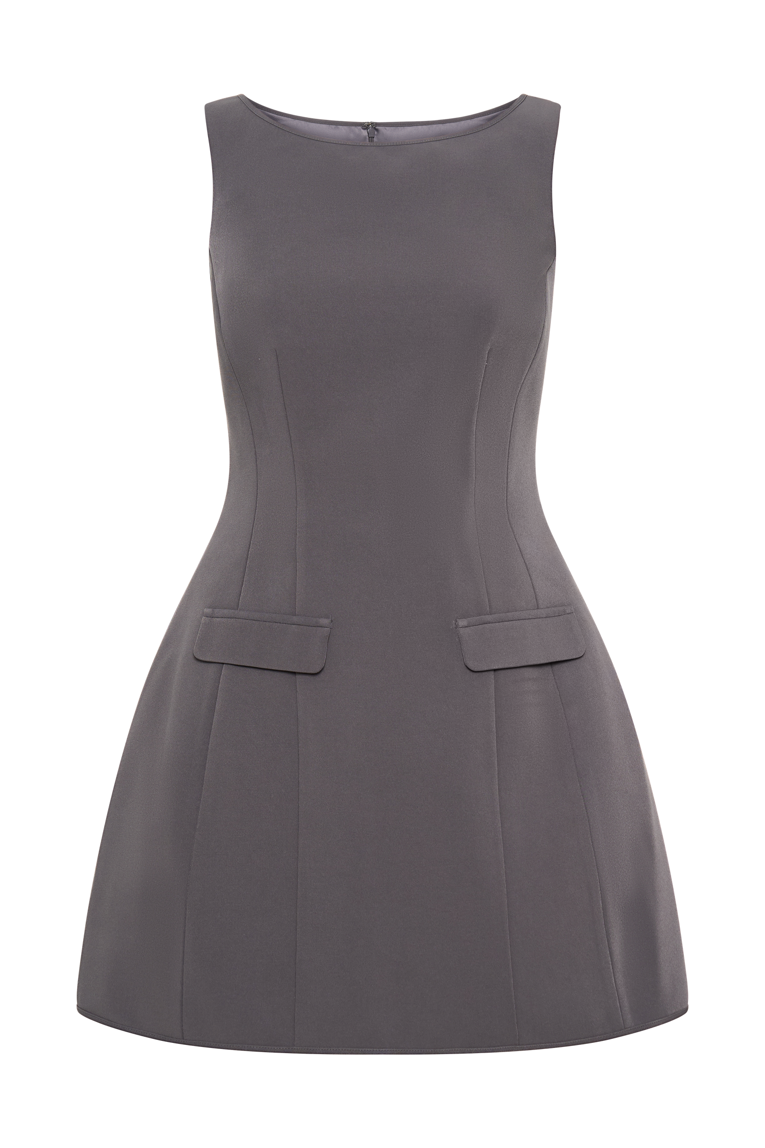 Evanna Sleeveless Suiting Mini Dress - Charcoal Grey、mySite、solidvoid