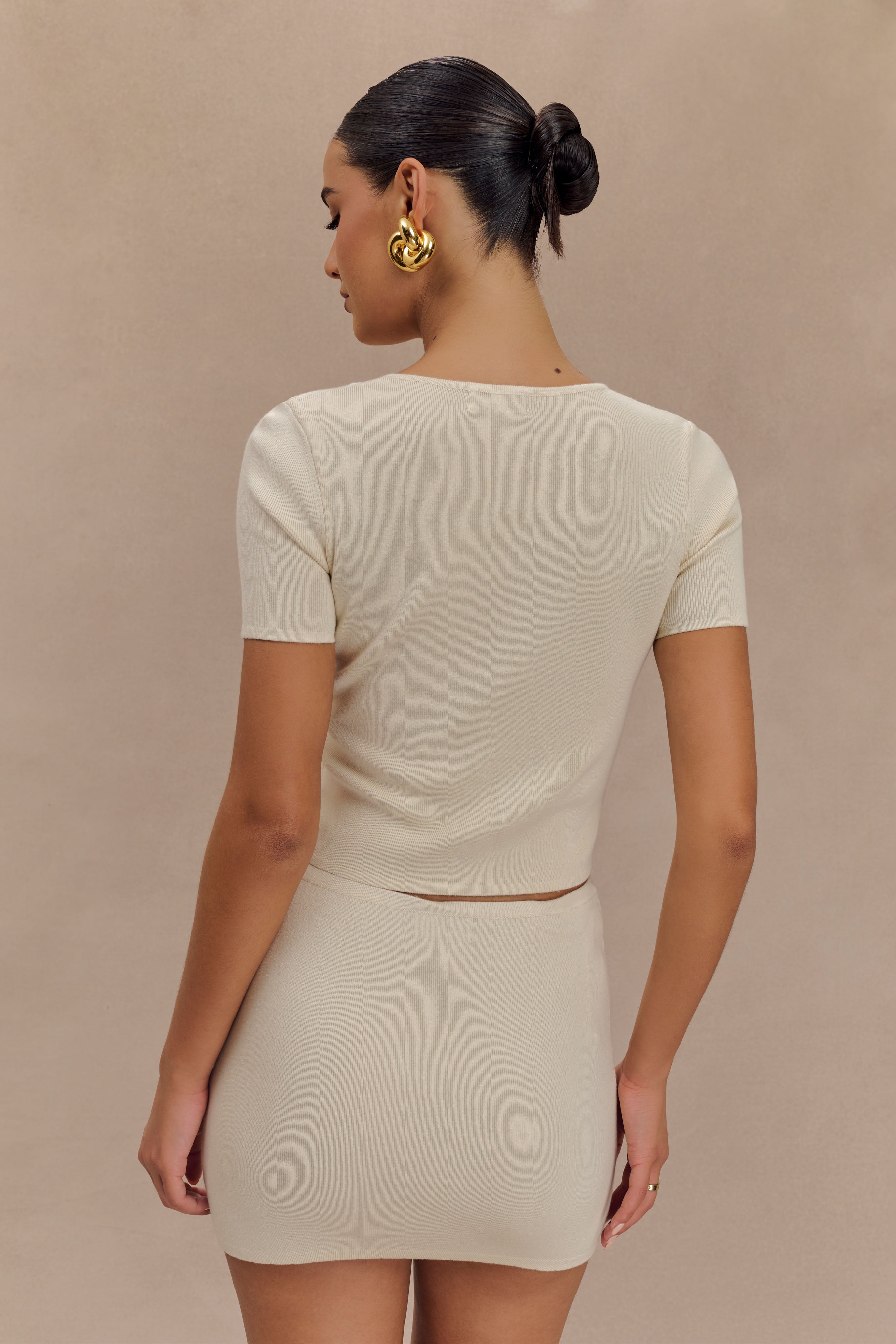 Monroe Embroidered Knit Top - Cream And Ivory、mySite、solidvoid