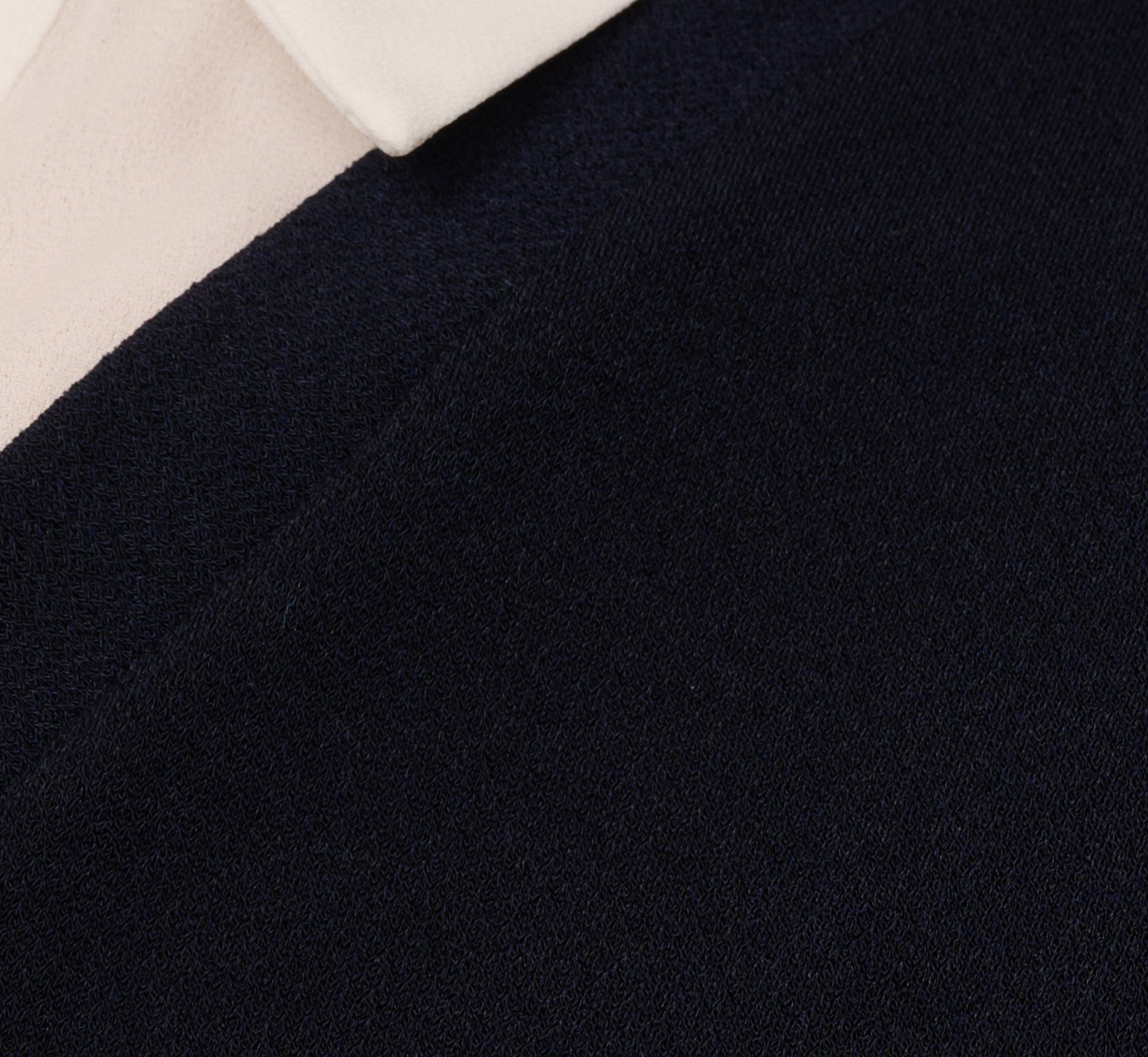 Long Sleeve Collared Sweater Vest Twofer Top In Navy Ivory、mySite、solidvoid