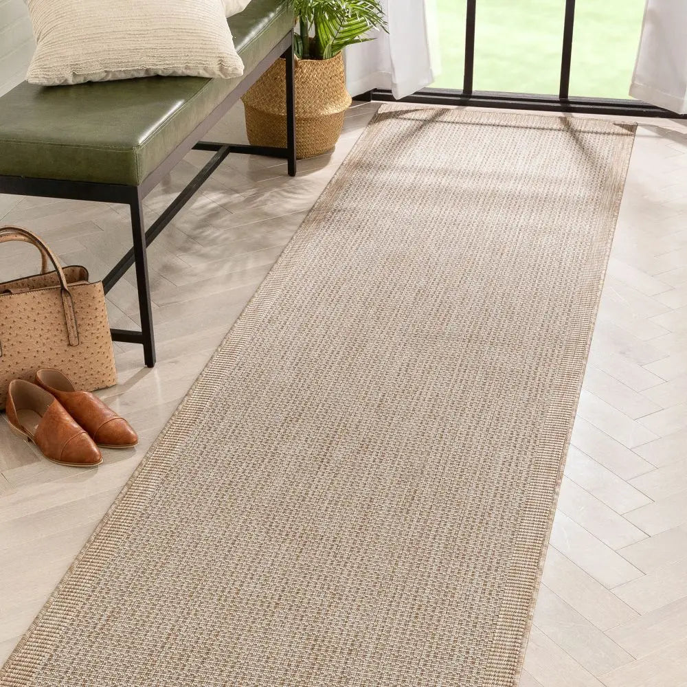 Odin Solid & Striped Border Indoor Outdoor Ivory Flatweave Rug、mySite、gigharbornorthrealestate