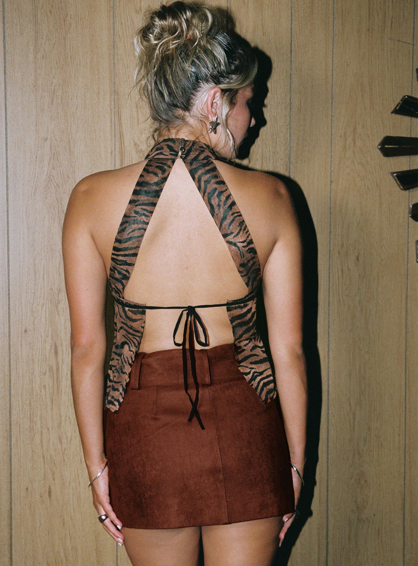 Movita Belted Mini Skirt Brown、mySite、solidvoid