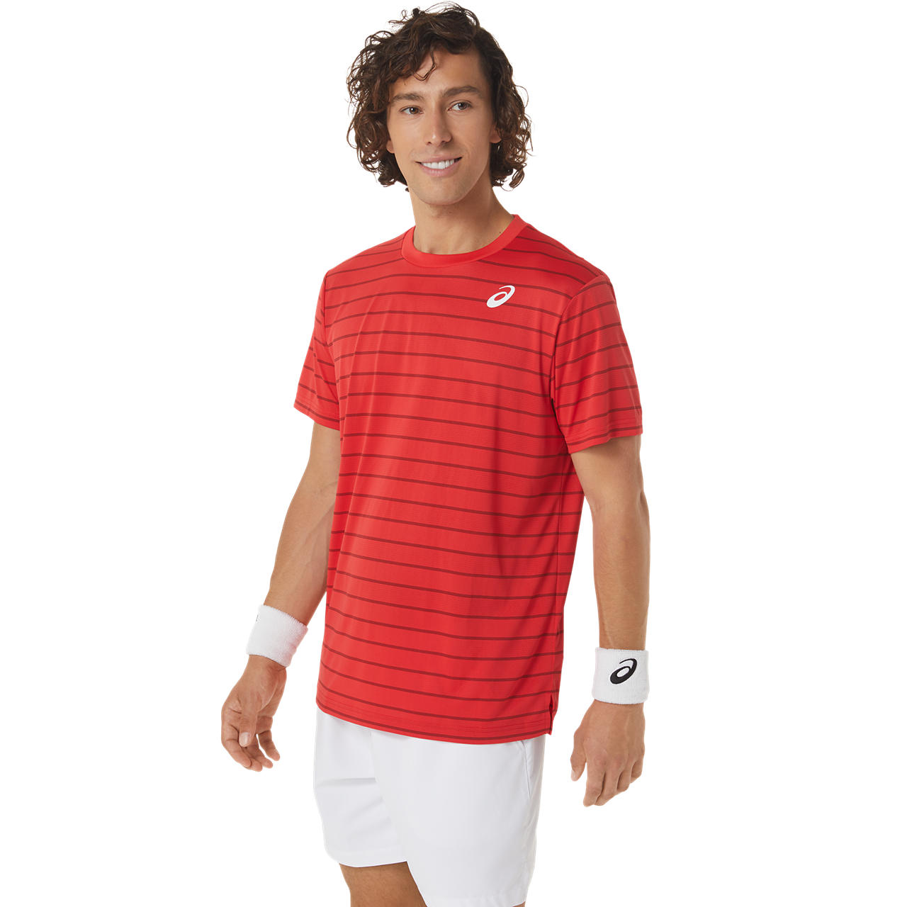 Asics Men's Court Stripe Short Sleeve Top (Red)
