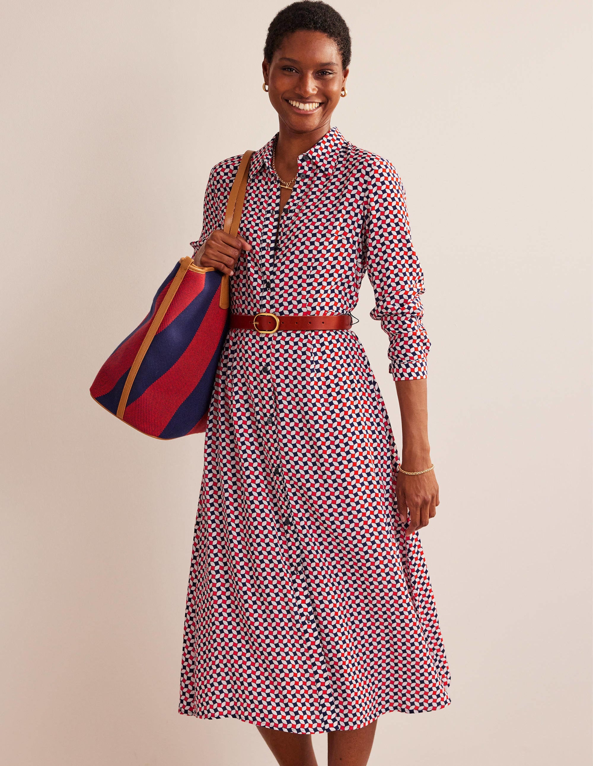  Kate Midi Shirt Dress-Fiesta Orange, Diamond、mySite、ashleygrahame