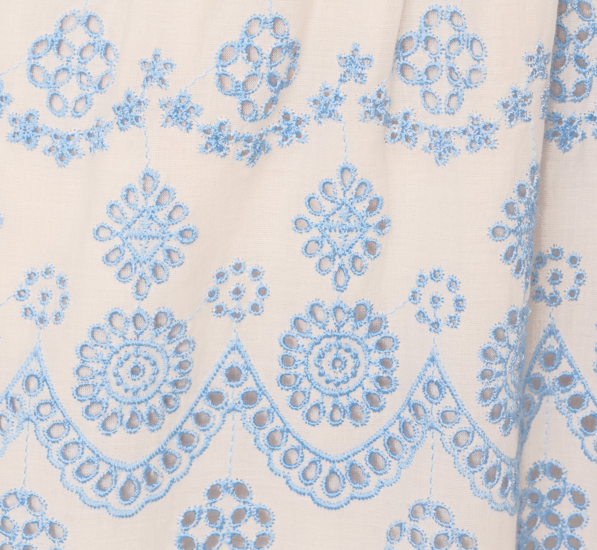 Long Sleeve Flounce Eyelet Shirt Dress In Light Blue Ivory、mySite、solidvoid