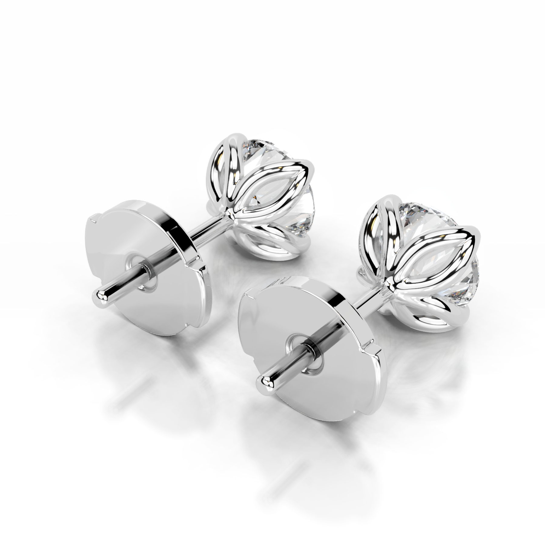 Doris Diamond Stud Earrings (4 Carat) -14K White Gold、mySite、hinf8tx79
