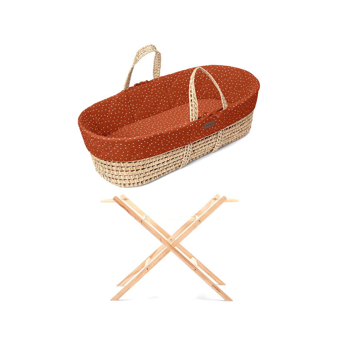  The Little Green Sheep Natural Quilted Moses Basket + Mattress - Terracotta Rice Print、mySite、merchandisen