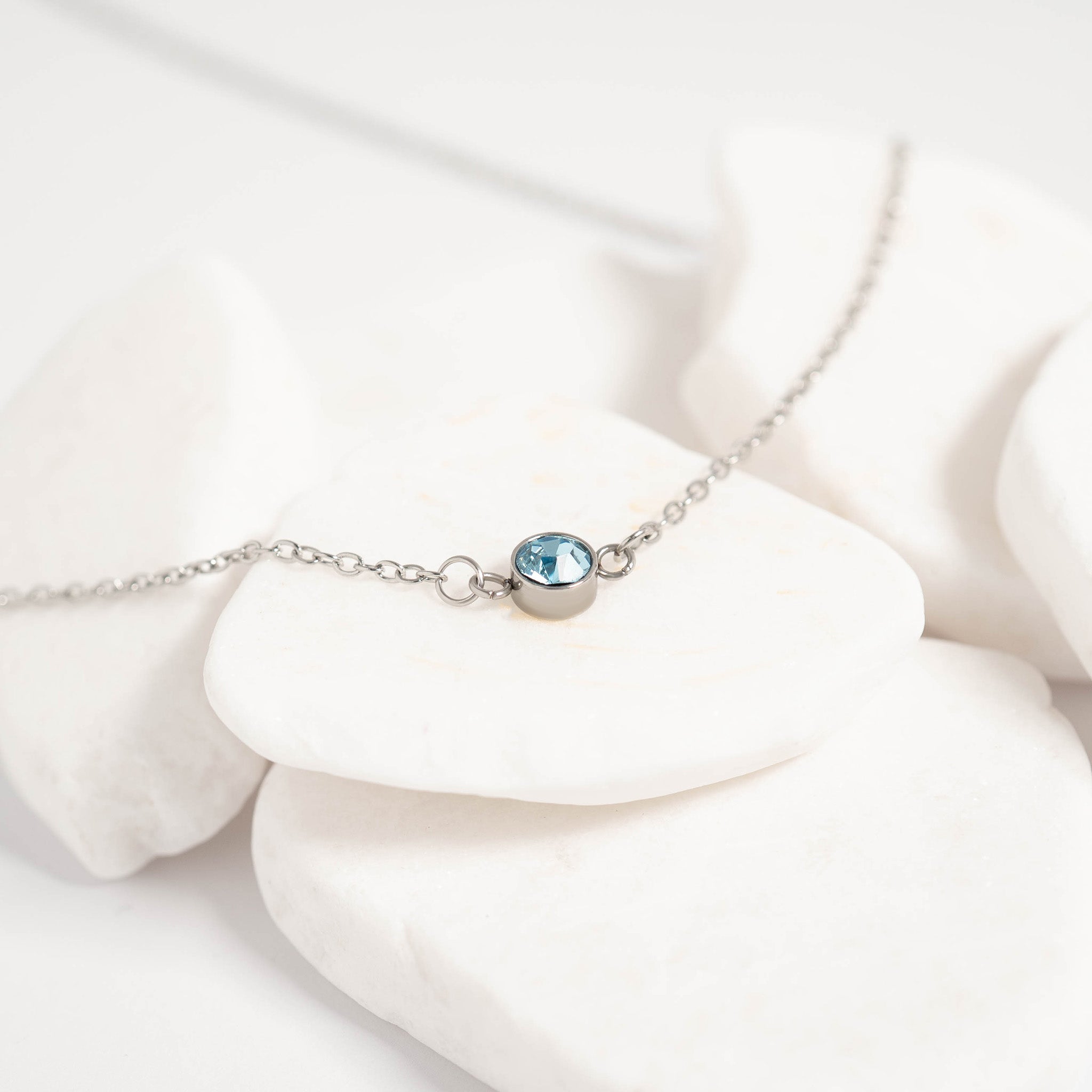 Stainless Steel Round Cubic Zirconia Birthstone Connector Charm / PDL0121、mySite、dreamappss