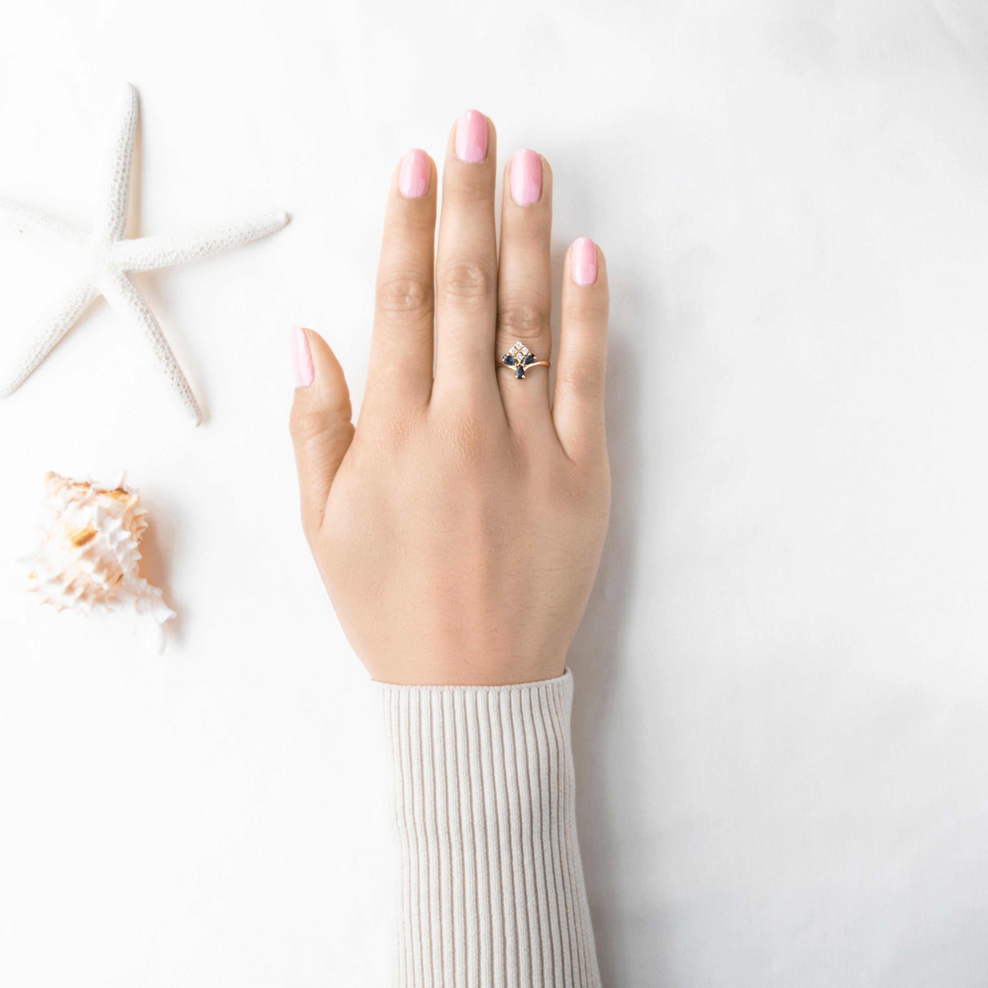 Vintage 14k Yellow Gold Blue Sapphire Diamond Ring 7.75、mySite、hinf8tx79